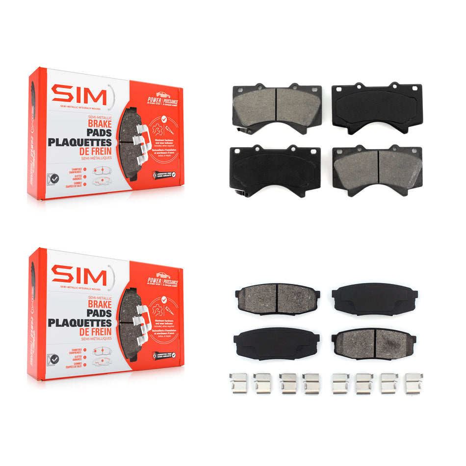 Front Rear Semi-Metallic Brake Pad Kit For Toyota Tundra Sequoia Lexus LX570 Land Cruiser KSM-100109