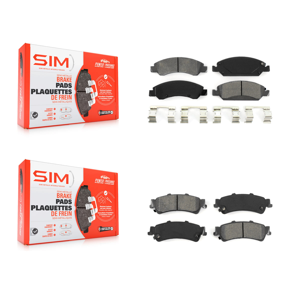 Front Rear Semi-Metallic Brake Pads Kit For Chevrolet GMC Silverado 1500 Sierra Classic KSM-100135