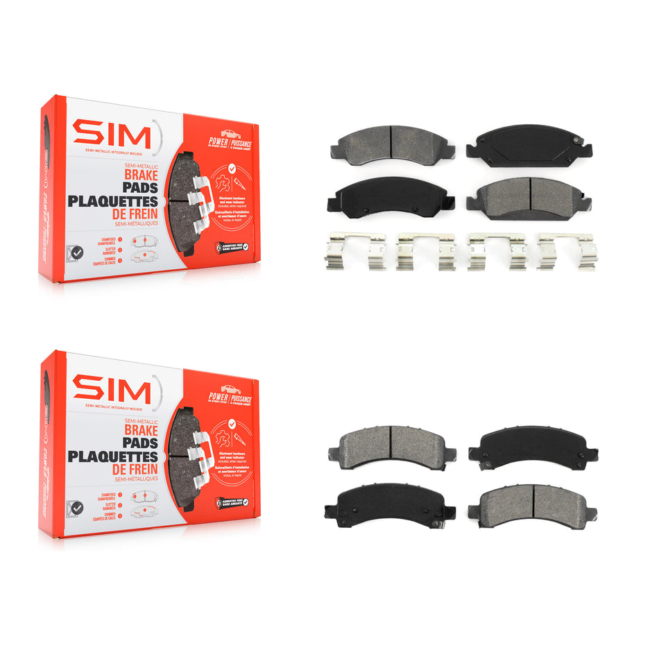 Front Rear Semi-Metallic Brake Pads Kit For 2009-2014 Chevrolet Express 1500 GMC Savana KSM-100138