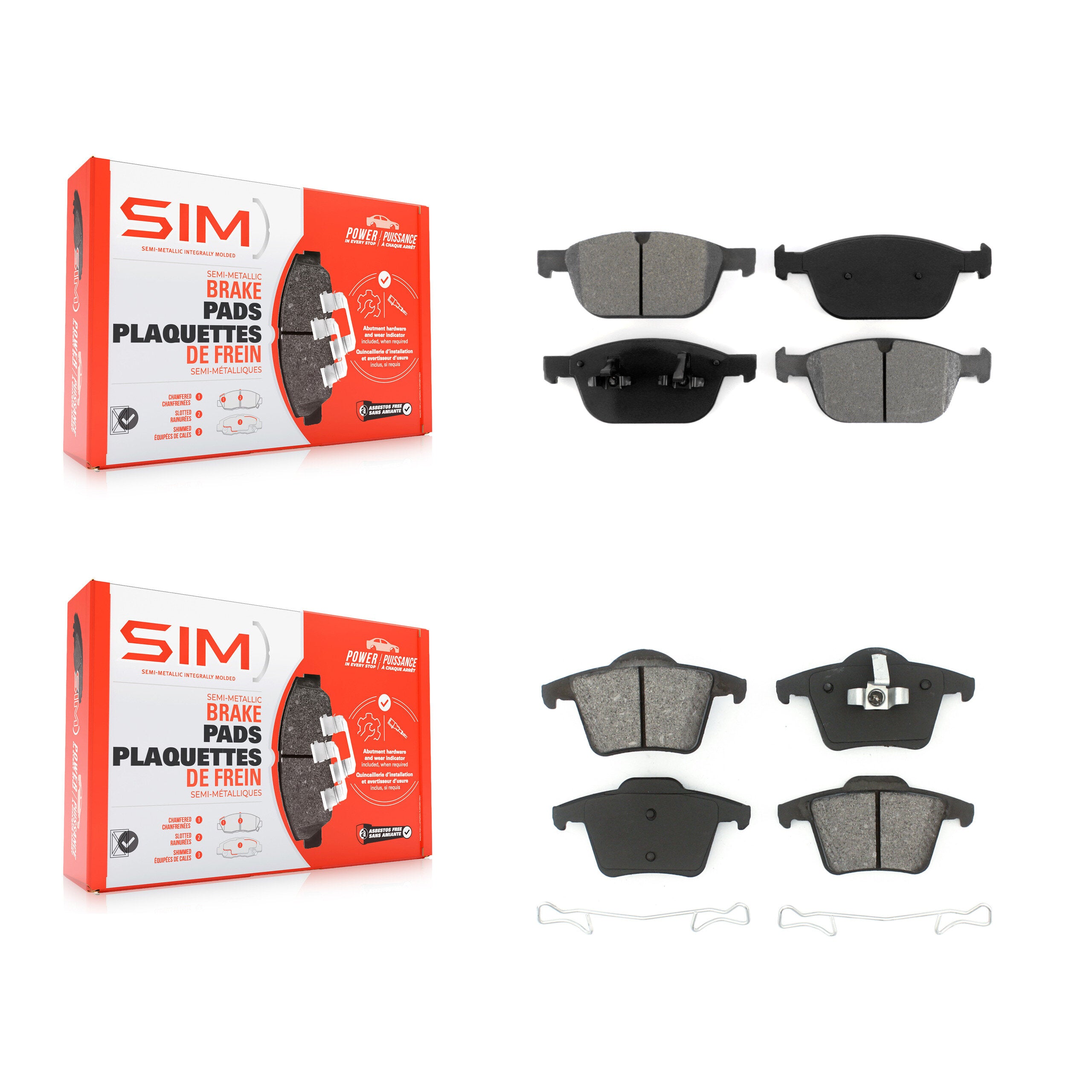 Front Rear Semi-Metallic Brake Pads Kit For Volvo XC90 With 328mm Diameter Rotor KSM-100156