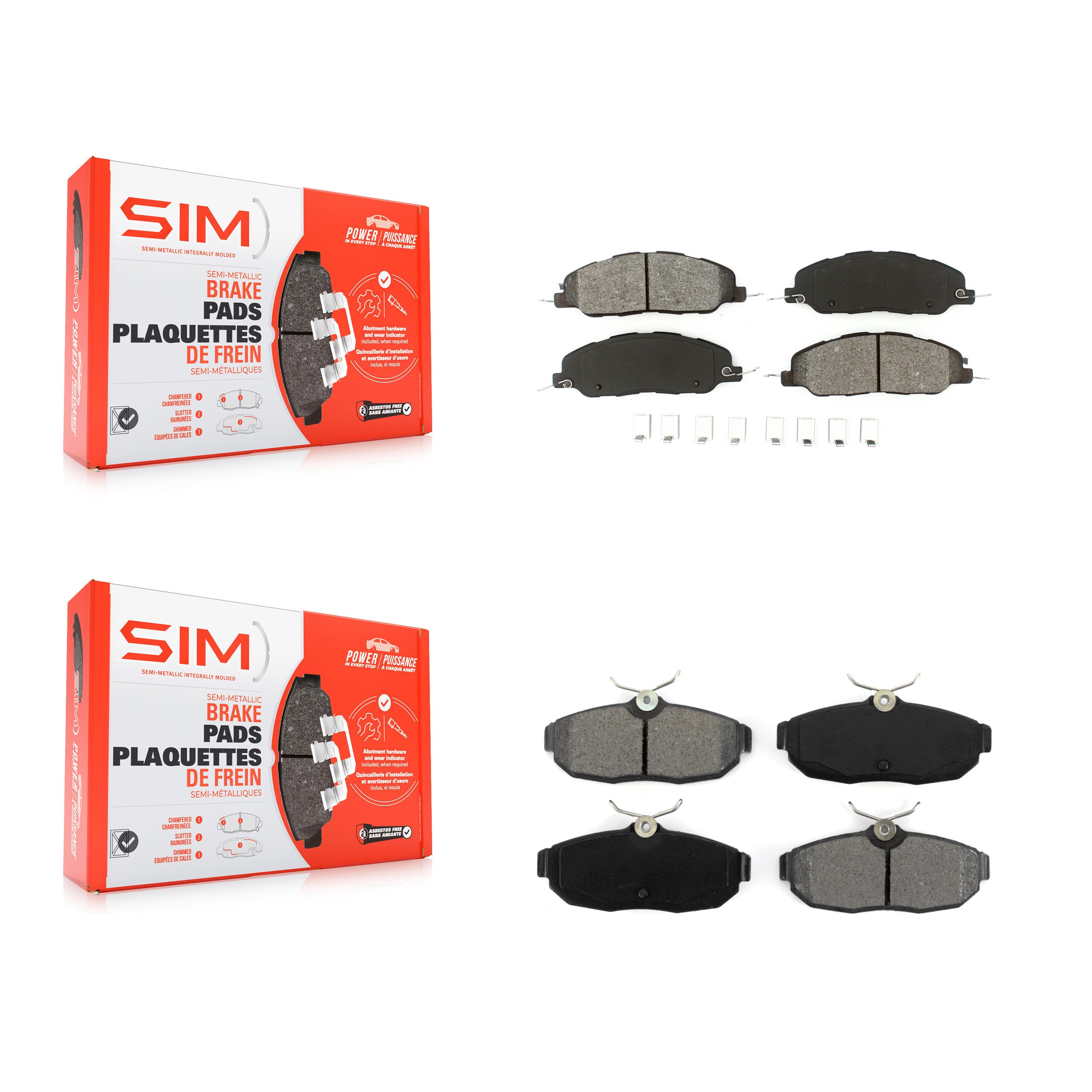 Front Rear Semi-Metallic Brake Pads Kit For Ford Mustang Avanti KSM-100174