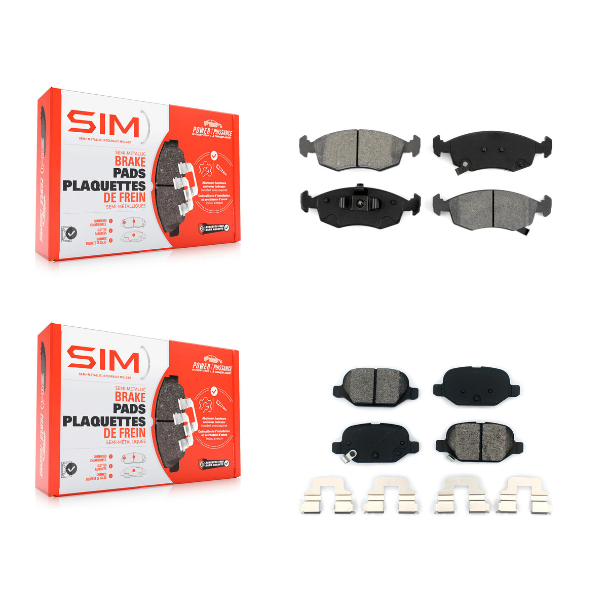 Front Rear Semi-Metallic Brake Pads Kit For Fiat 500 KSM-100192