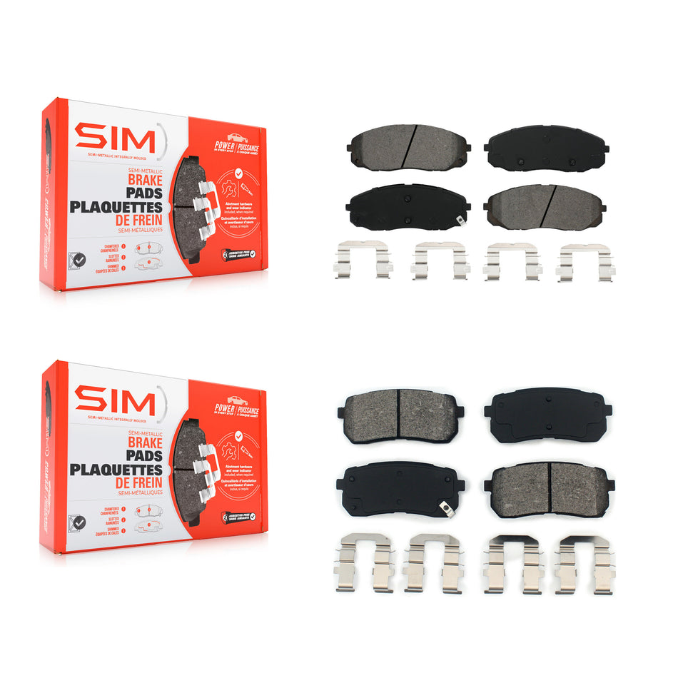 Front Rear Semi-Metallic Brake Pads Kit For 2015-2021 Kia Sedona KSM-100224