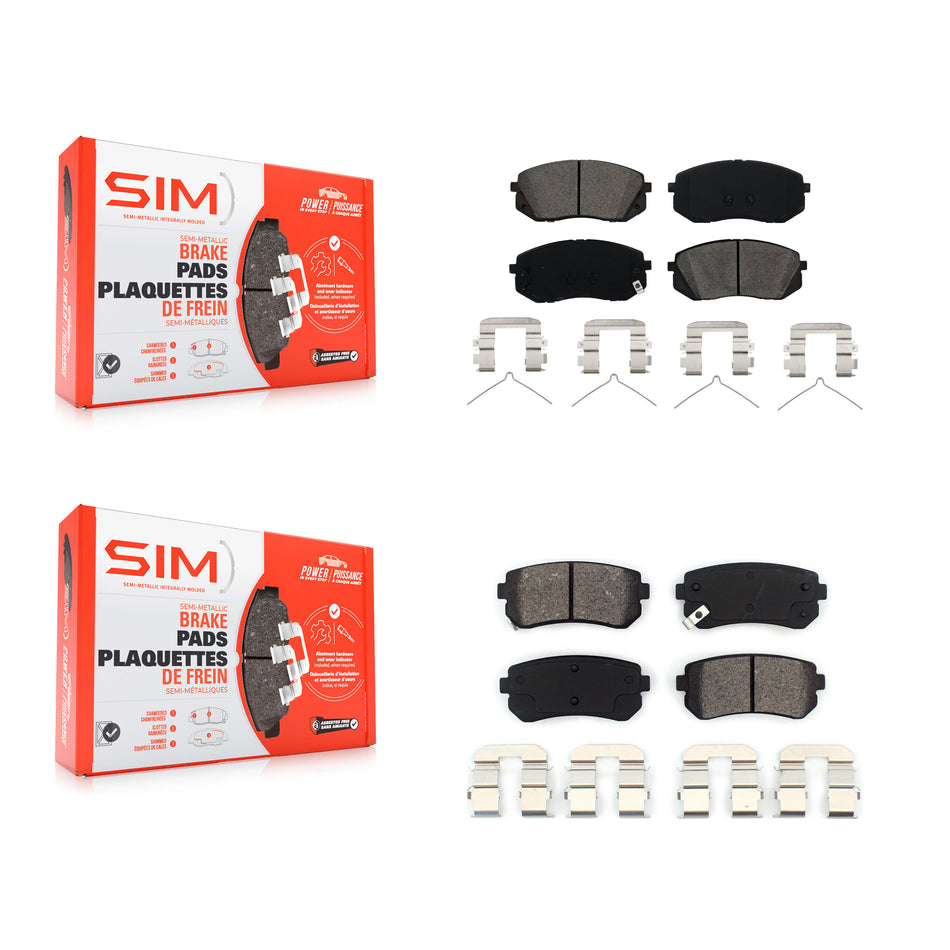 Front Rear Semi-Metallic Brake Pad Kit For 15-16 Hyundai Sonata With Manual Parking KSM-100225