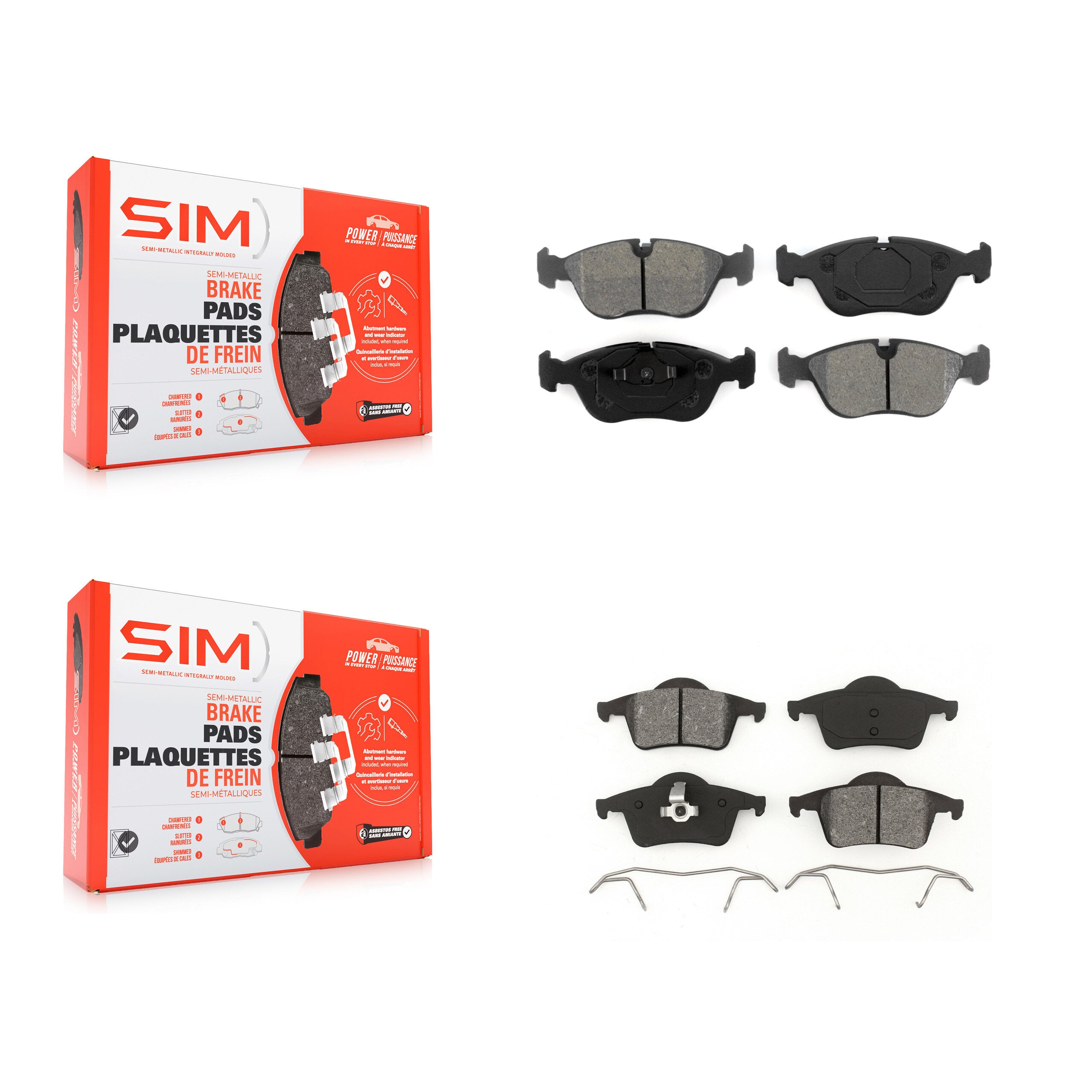 Front Rear Semi-Metallic Brake Pads Kit For Volvo S70 V70 AWD KSM-100275