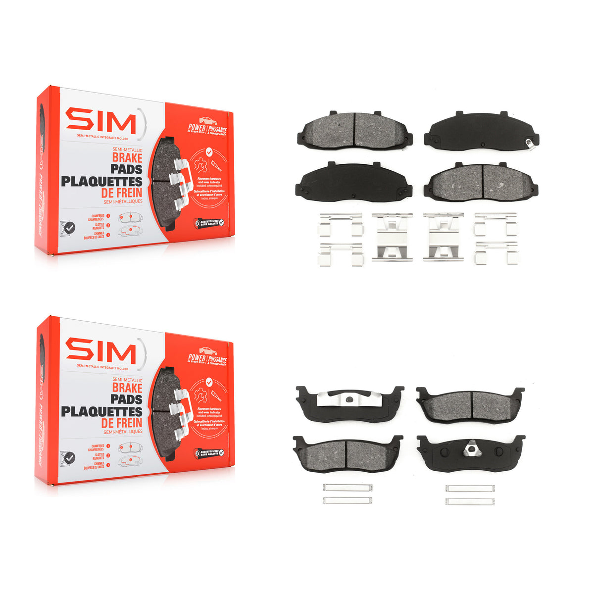 Front Rear Semi-Metallic Brake Pads Kit For Ford F-150 Heritage Lincoln Blackwood KSM-100294