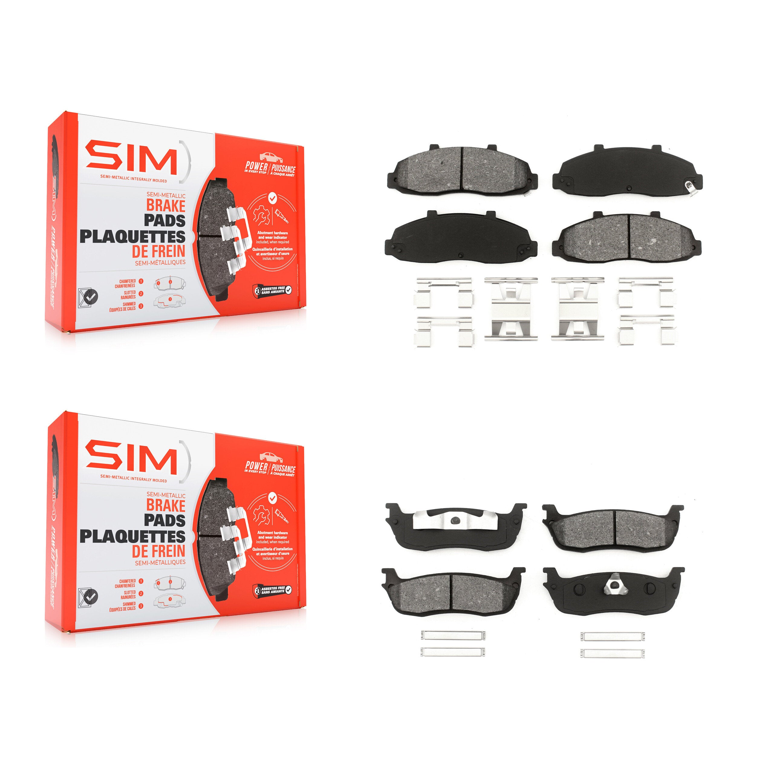 Front Rear Semi-Metallic Brake Pads Kit For Ford F-150 Heritage Lincoln Blackwood KSM-100294