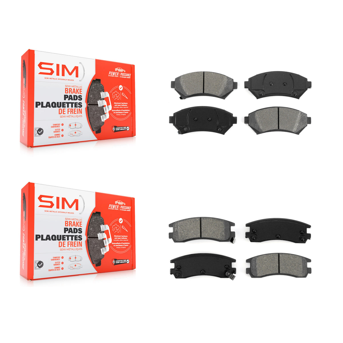 Front Rear Semi-Metallic Brake Pad Kit For Chevrolet Buick Impala Pontiac Century Montana KSM-100301