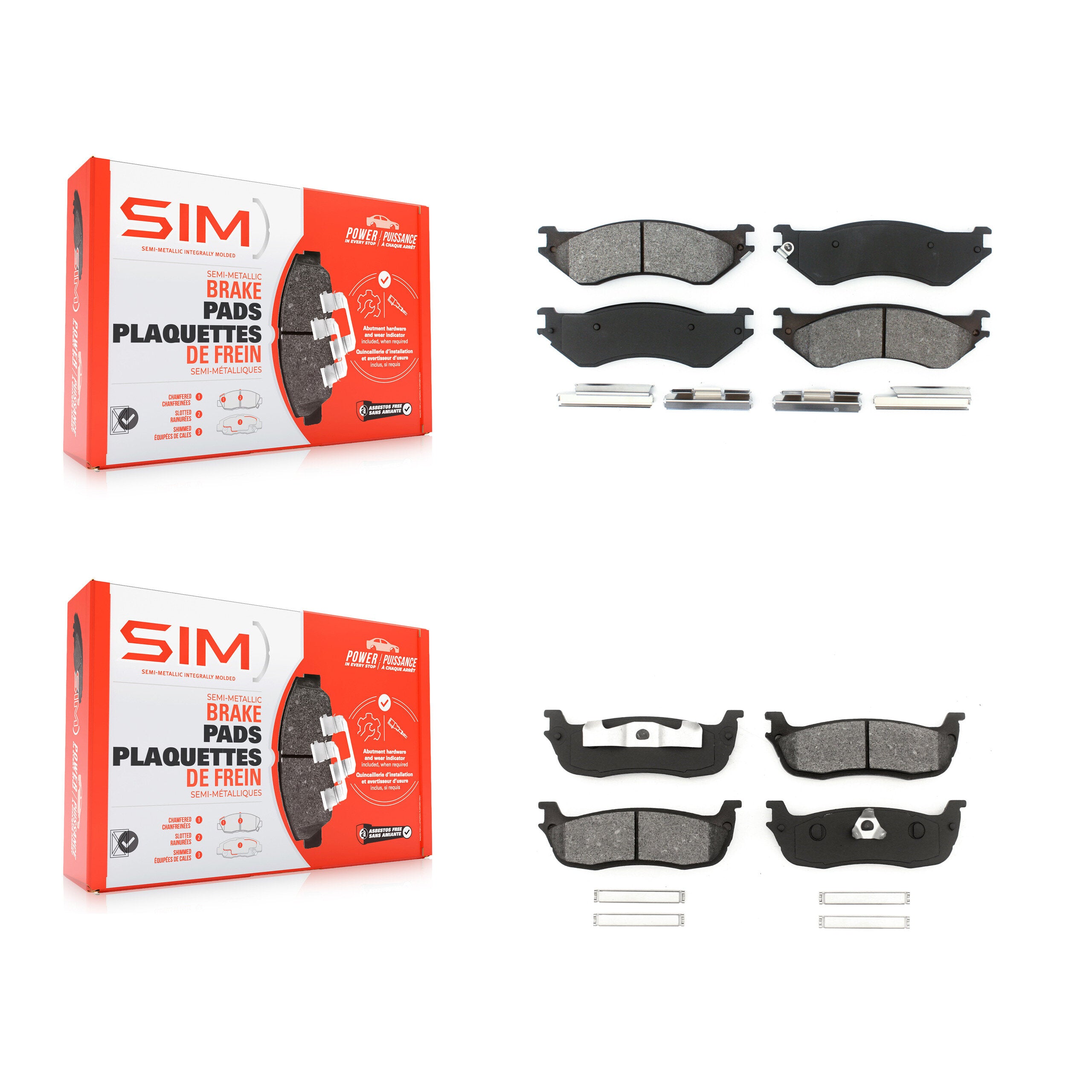 Front Rear Semi-Metallic Brake Pads Kit For Ford F-150 F-250 HD Expedition Heritage KSM-100305