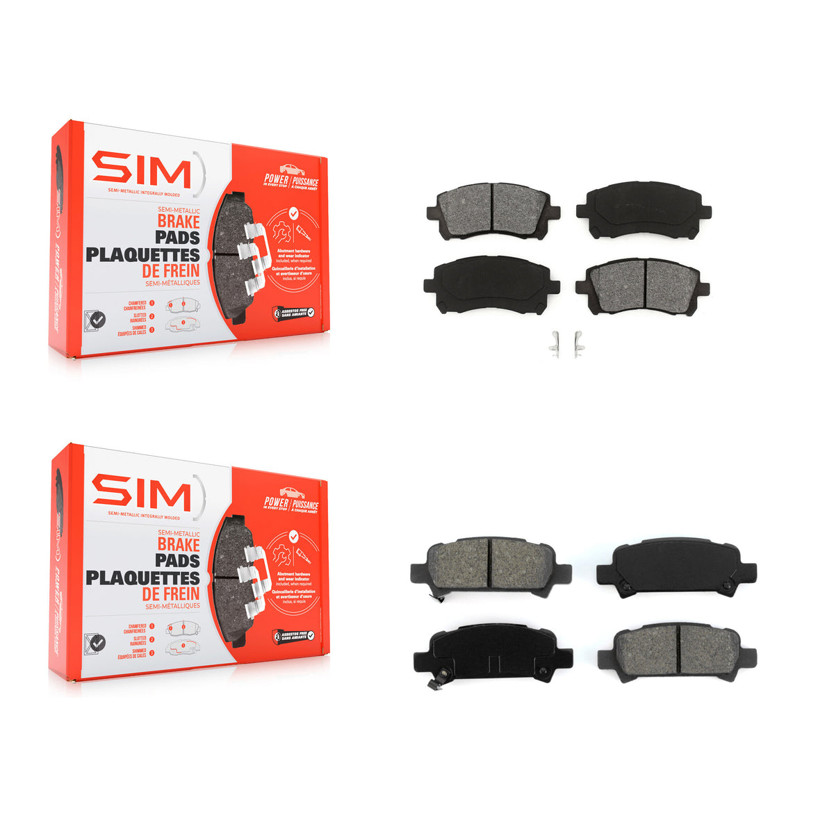 Front Rear Semi-Metallic Brake Pads Kit For Subaru Impreza Forester Outback Legacy KSM-100311