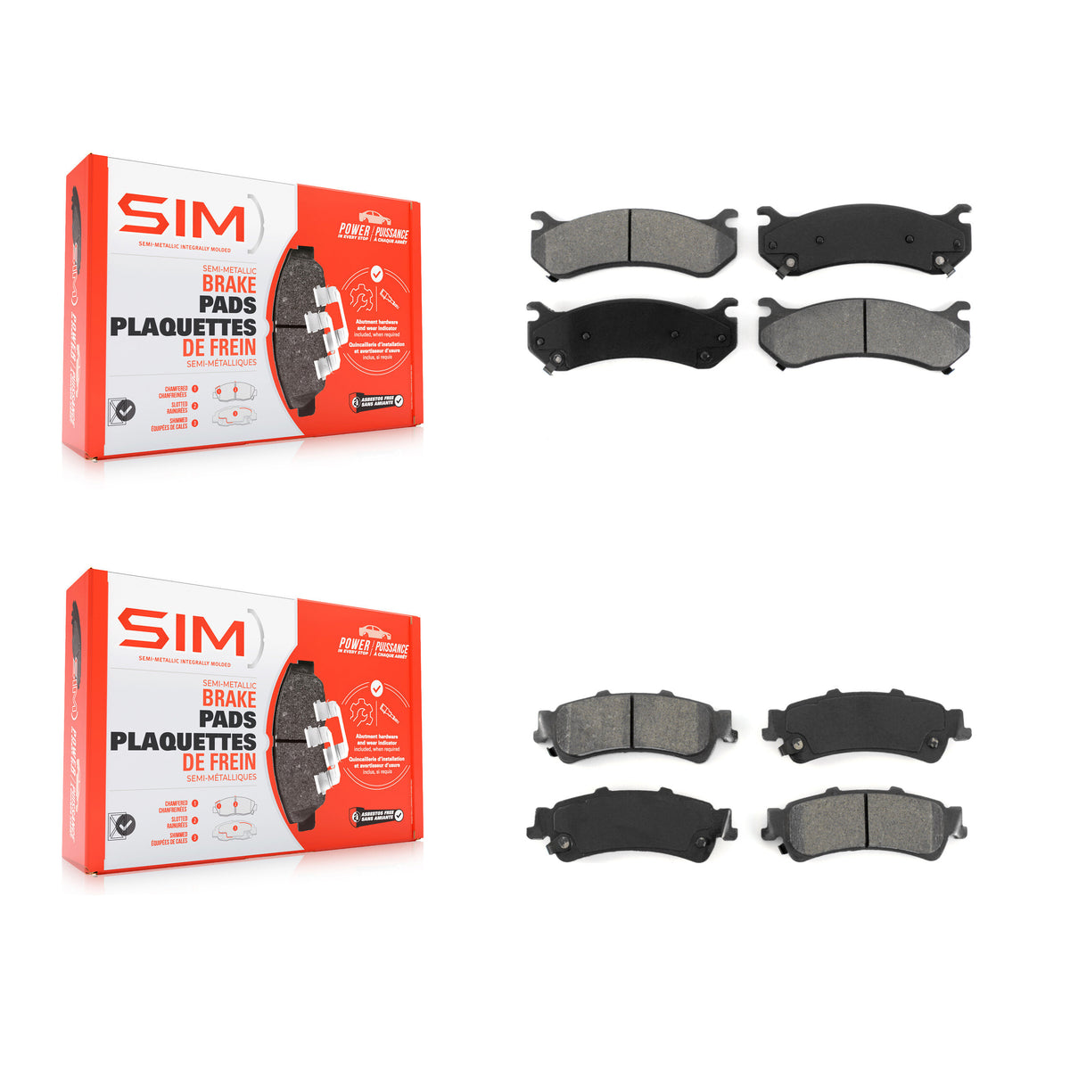 Front Rear Semi-Metallic Brake Pad Kit For Chevrolet GMC Silverado 1500 Sierra Classic XL KSM-100330