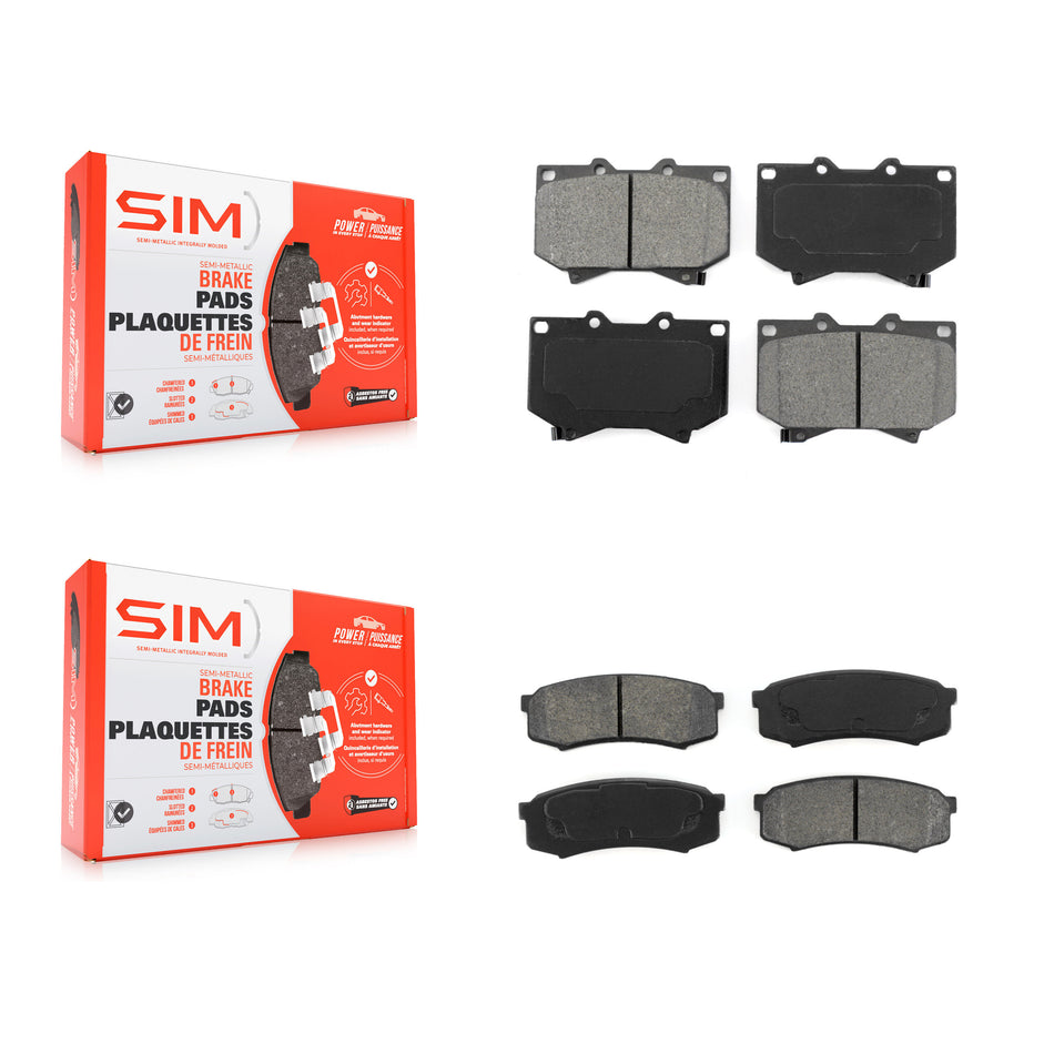 Front Rear Semi-Metallic Brake Pads Kit For 01-03 Toyota Sequoia 4.7" Plate Length KSM-100342