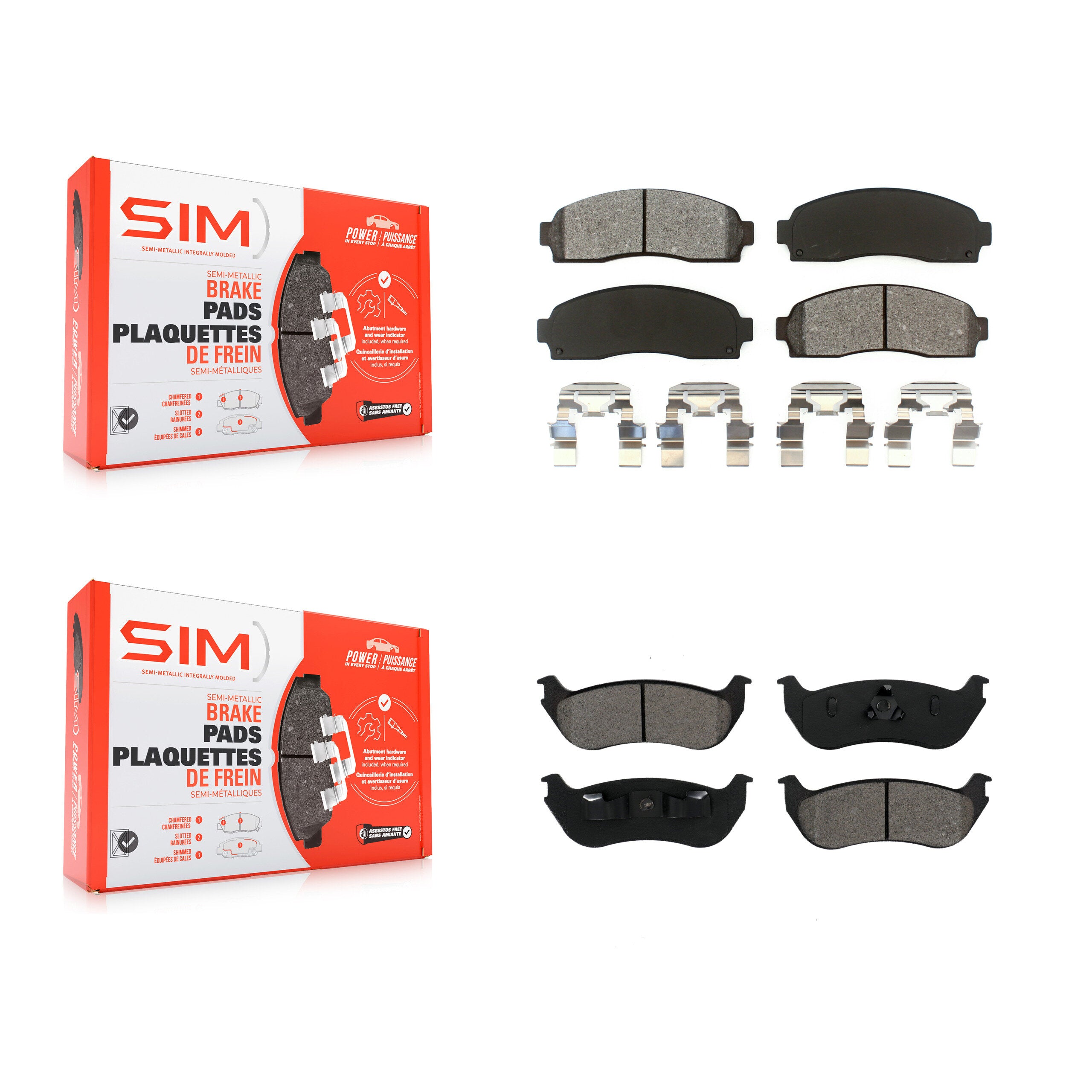 Front Rear Semi-Metallic Brake Pads Kit For Ford Explorer Mercury Mountaineer KSM-100358