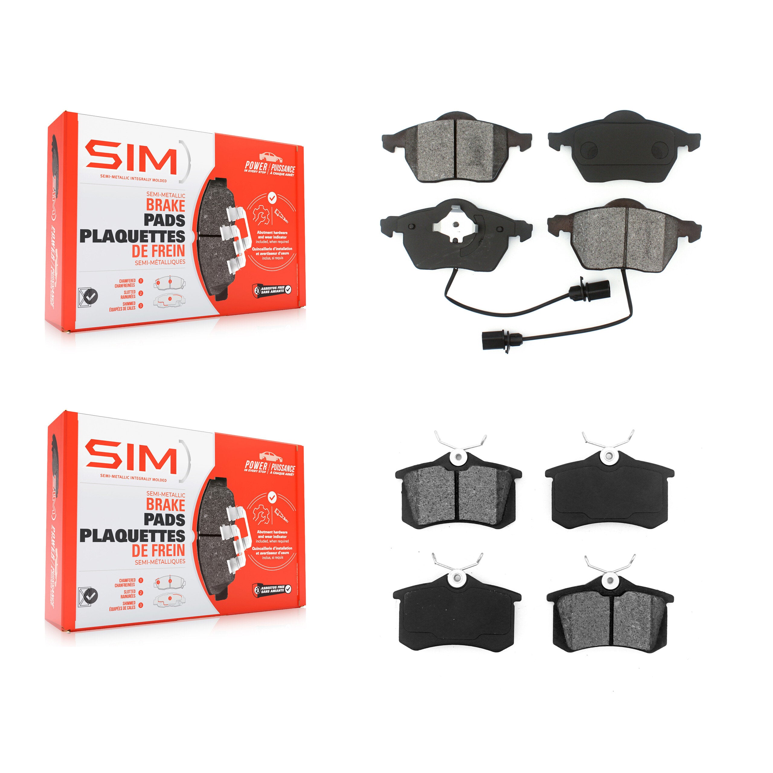 Front Rear Semi-Metallic Brake Pads Kit For Volkswagen Passat Audi A4 Quattro A6 S6 KSM-100365