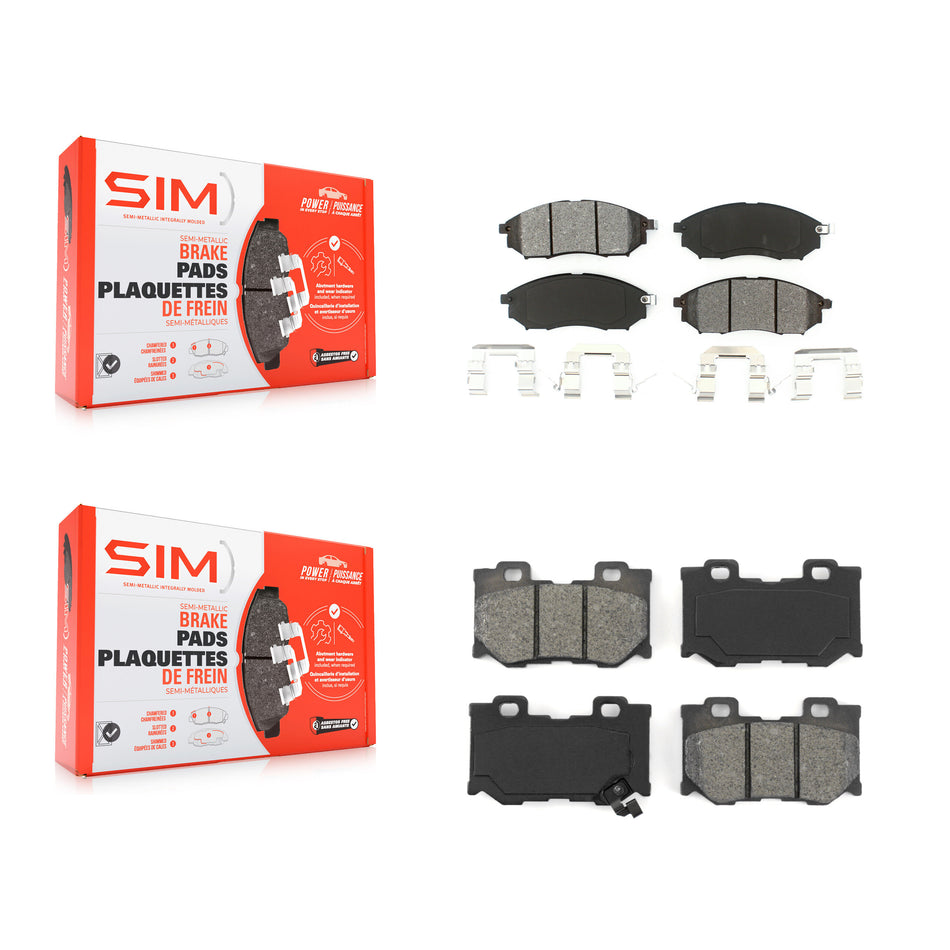 Front Rear Semi-Metallic Brake Pads Kit For Nissan 370Z INFINITI M37 QX70 Q70 Q70L M56 KSM-100393