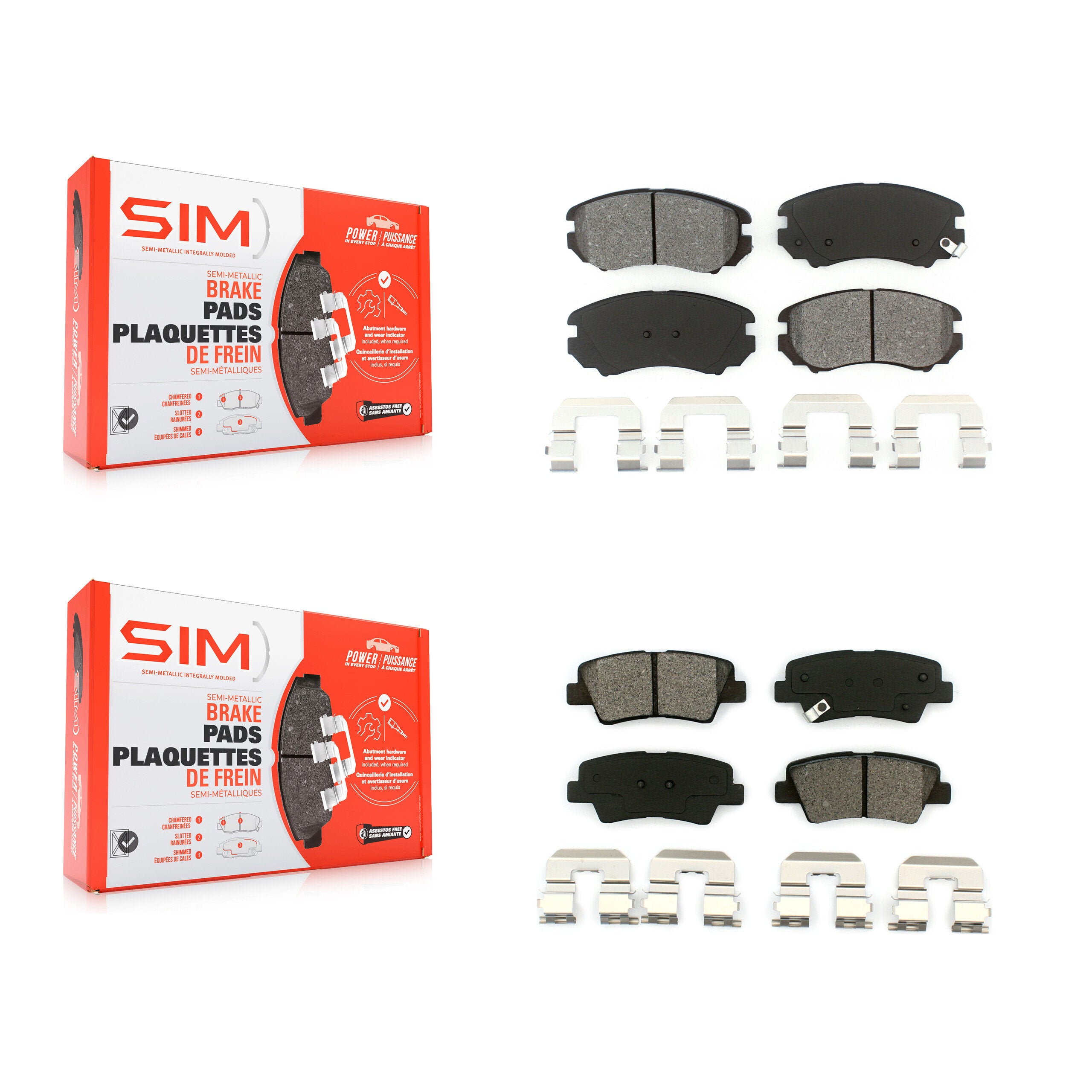 Front Rear Semi-Metallic Brake Pads Kit For Kia Hyundai Soul Elantra Sonata Amanti Azera KSM-100420