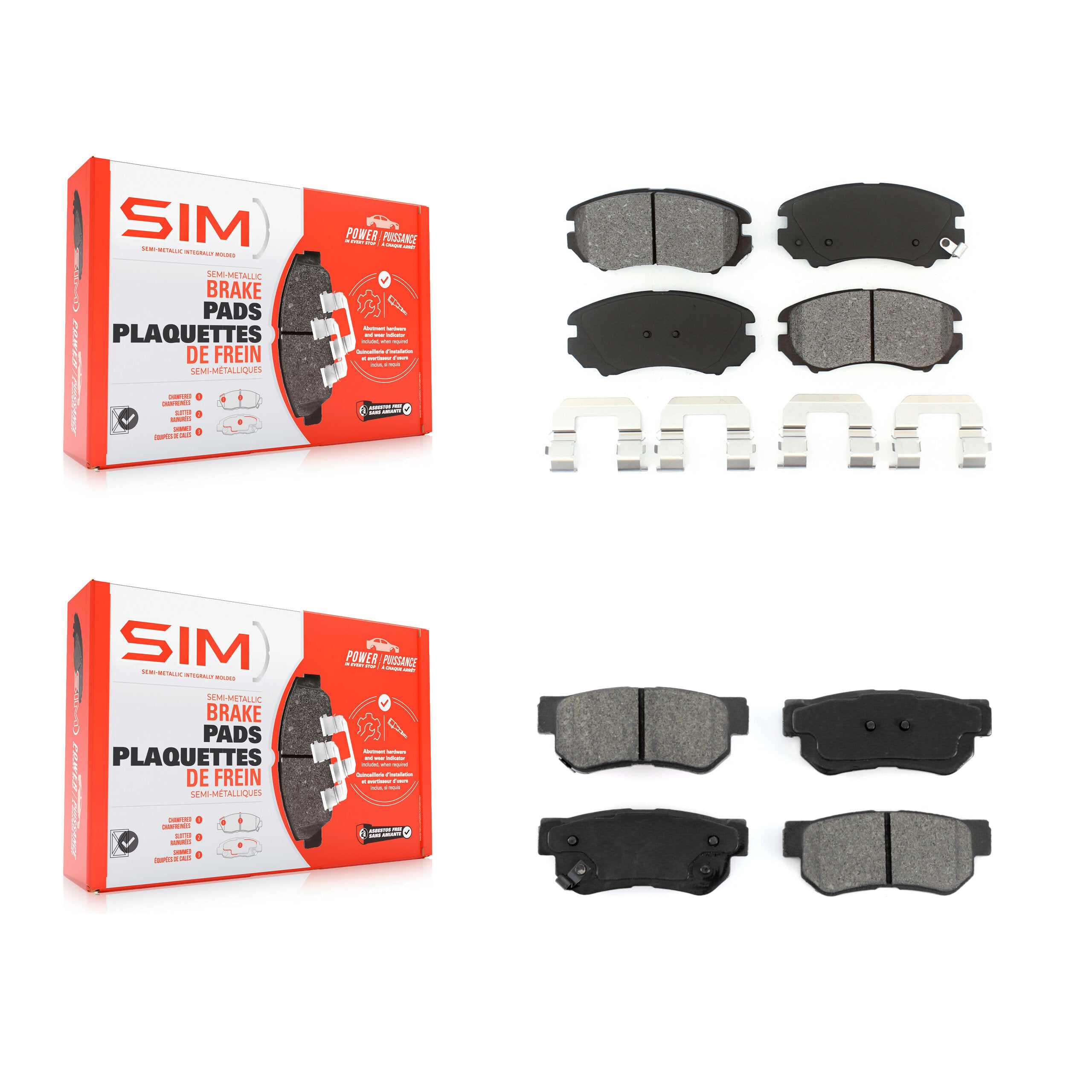 Front Rear Semi-Metallic Brake Pads Kit For Hyundai Elantra Tucson Kia Sportage Sonata KSM-100422