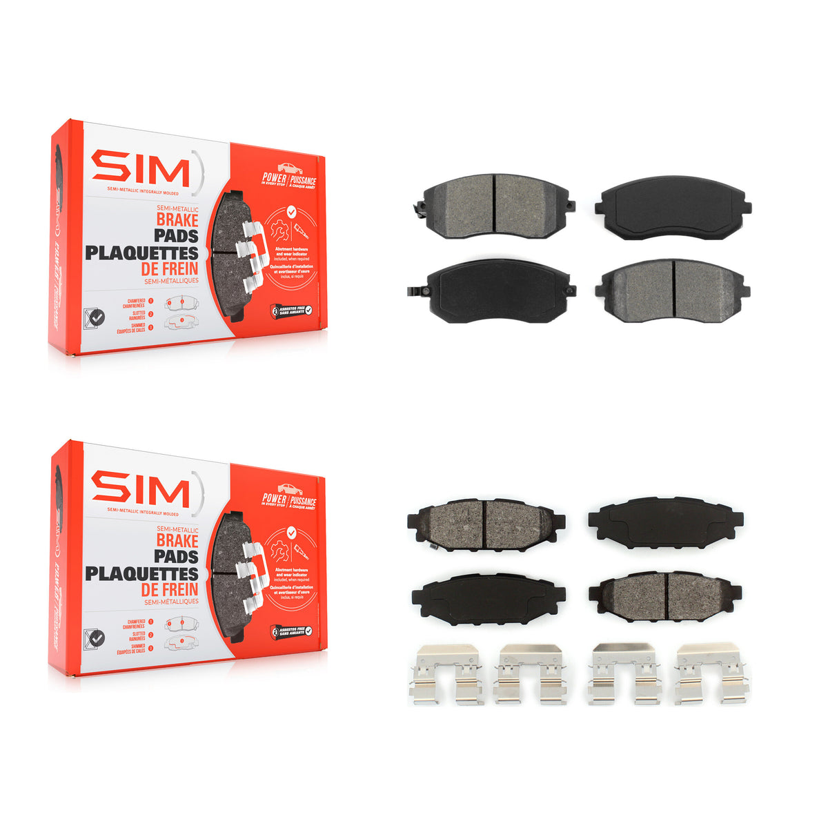 Front Rear Semi-Metallic Brake Pads Kit For Subaru Outback Forester Impreza Legacy WRX KSM-100424