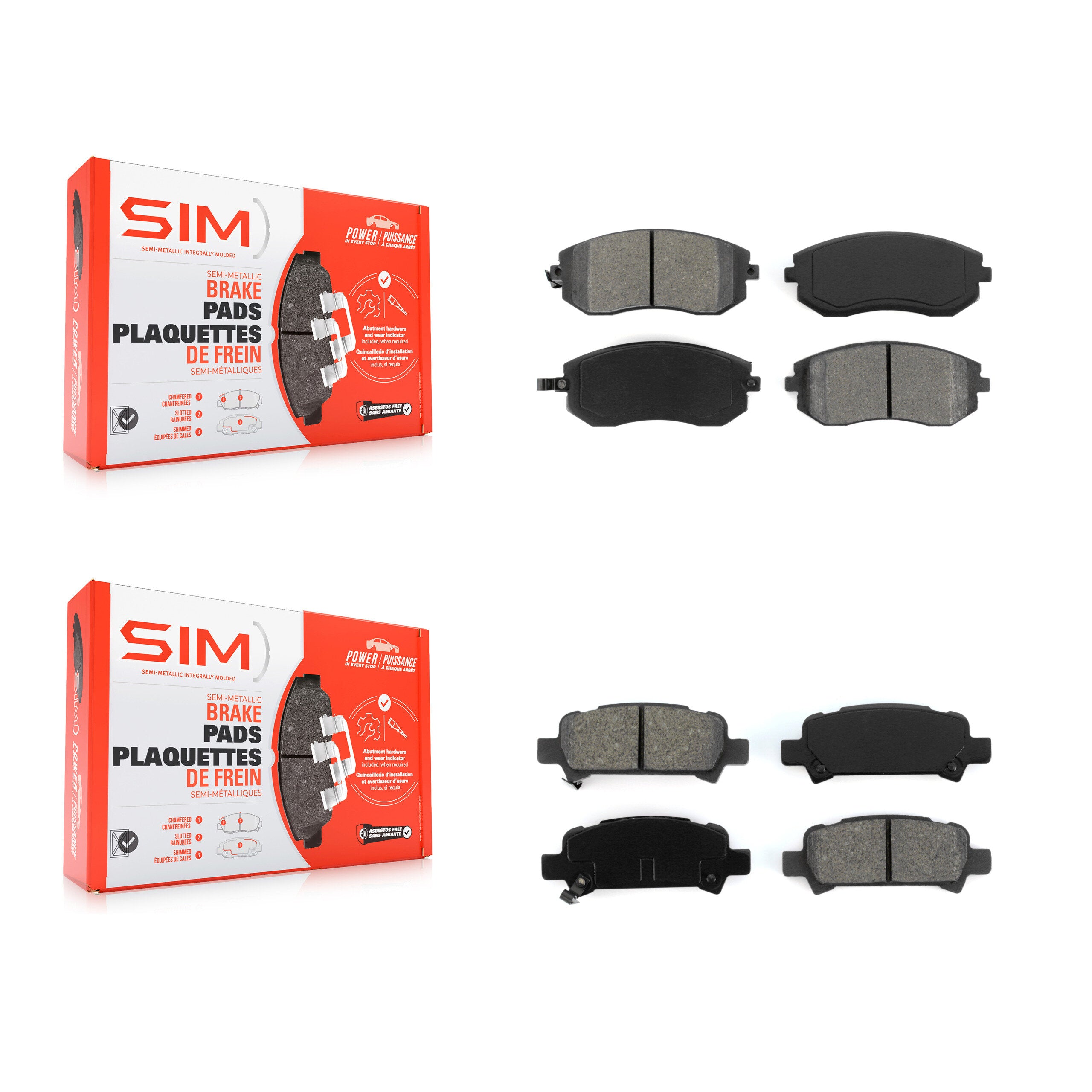Front Rear Semi-Metallic Brake Pads Kit For Subaru Impreza Outback Legacy Forester Baja KSM-100425