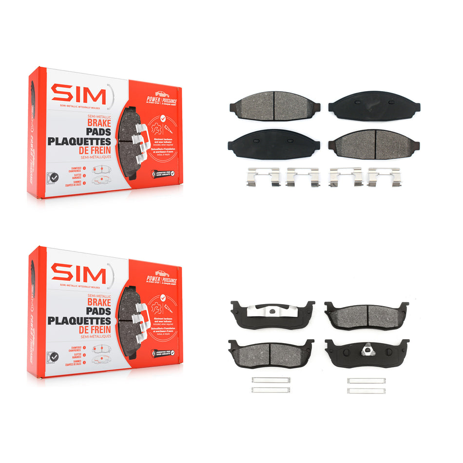 Front Rear Semi-Metallic Brake Pads Kit For 2003-2010 Lincoln Town Car Limousine KSM-100426