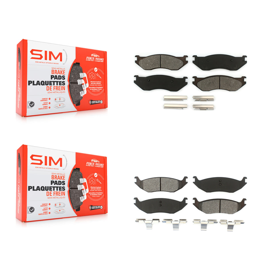 Front Rear Semi-Metallic Brake Pads Kit For Dodge Ram 1500 Durango Van KSM-100444