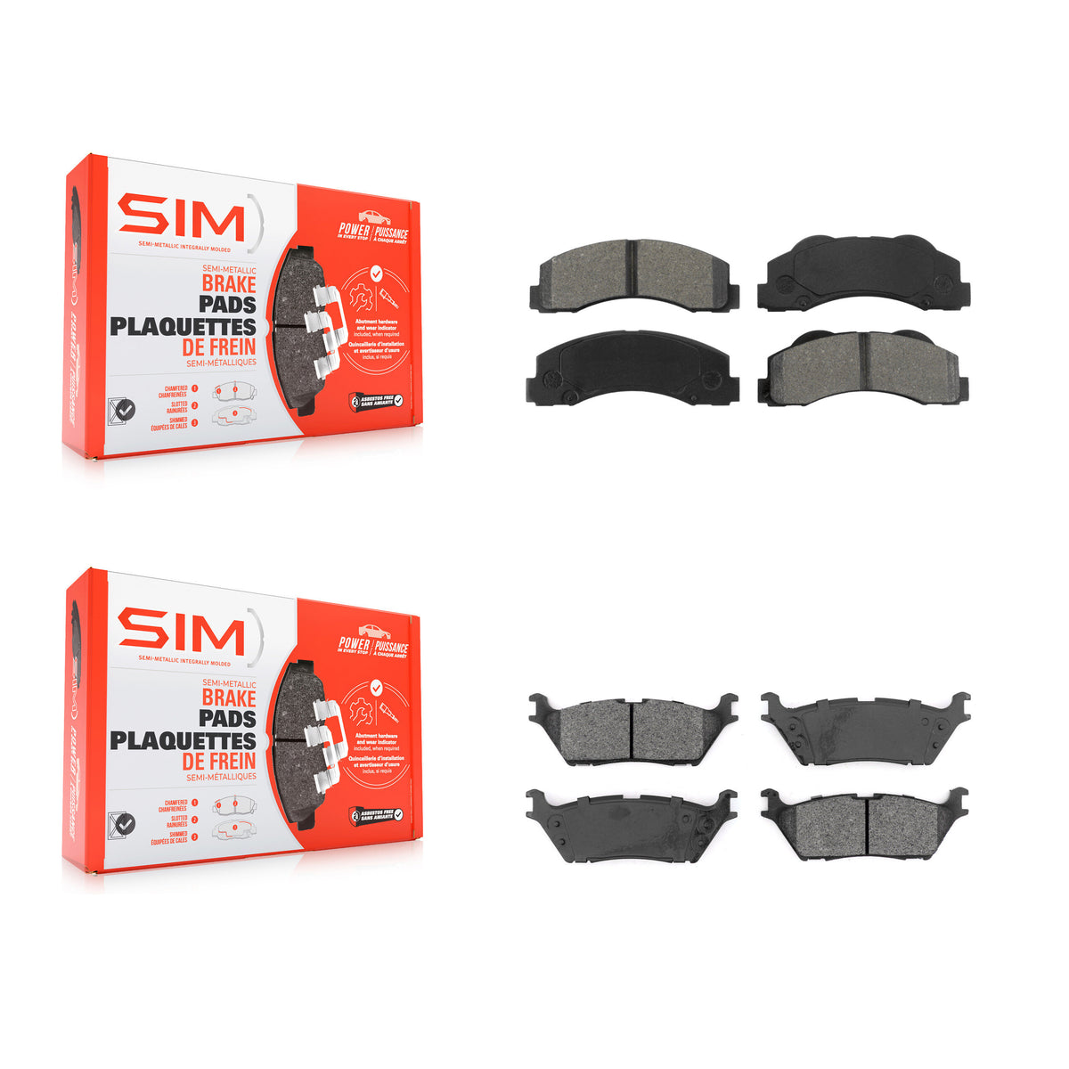 Front Rear Semi-Metallic Brake Pads Kit For 15-17 Ford F-150 With Electric Parking KSM-100454