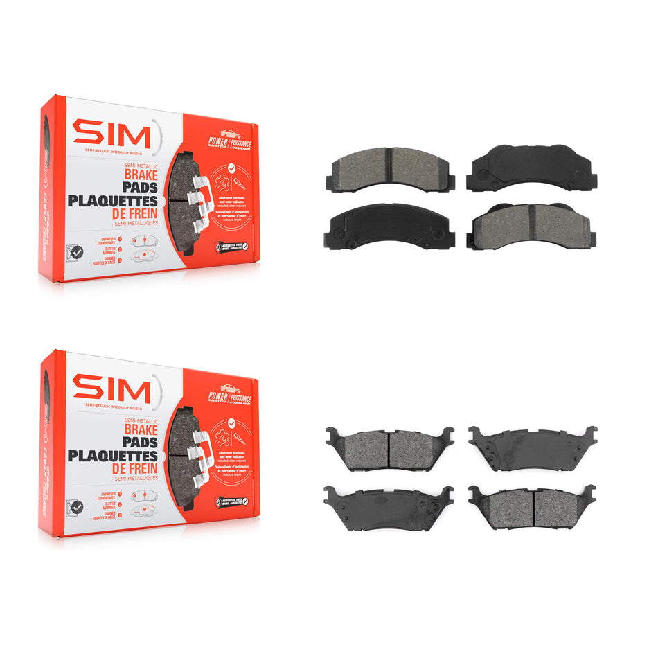 Front Rear Semi-Metallic Brake Pads Kit For 15-17 Ford F-150 With Electric Parking KSM-100454