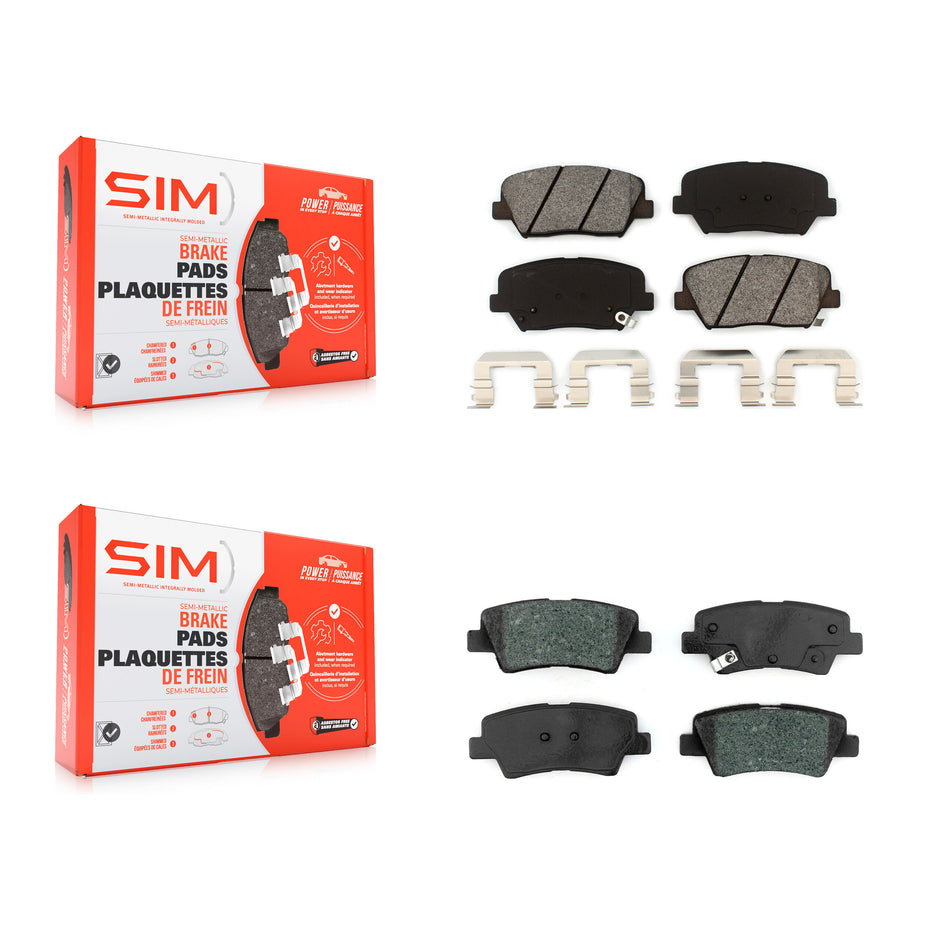 Front Rear Semi-Metallic Brake Pads Kit For 2014-2017 Kia Rondo With Manual Parking KSM-100455