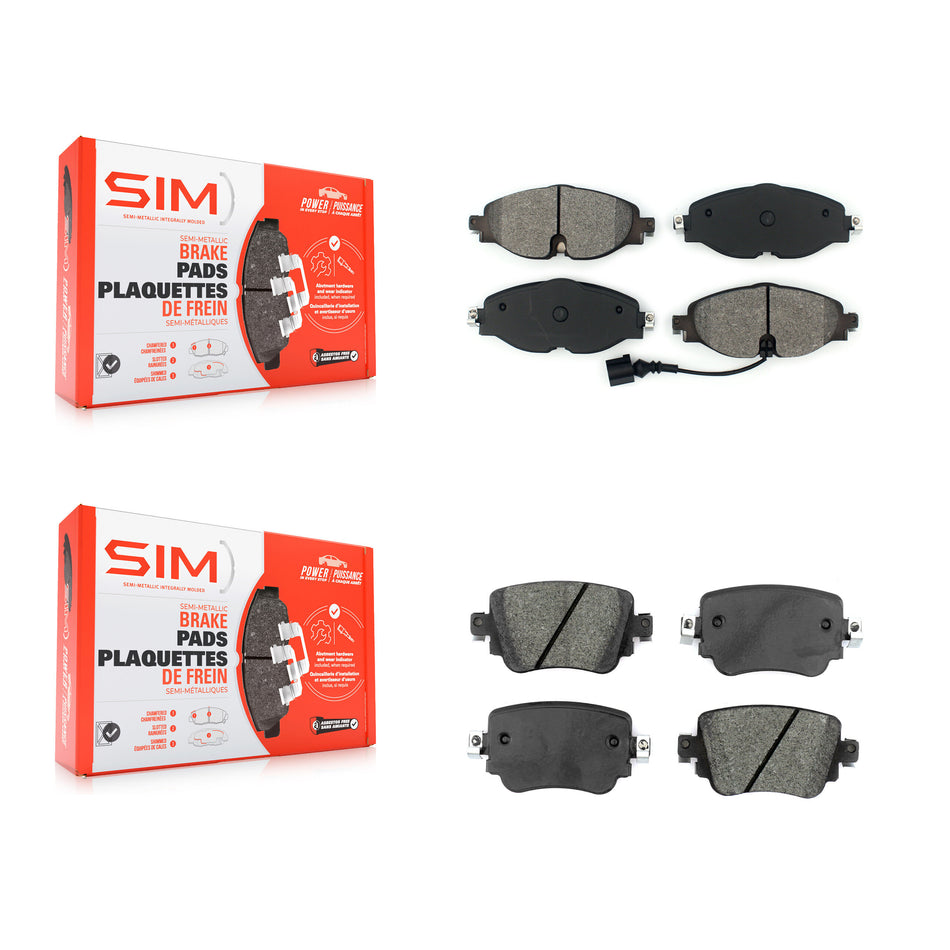 Front Rear Semi-Metallic Brake Pad Kit For Volkswagen Golf SportWagen GTI Alltrack Passat KSM-100467