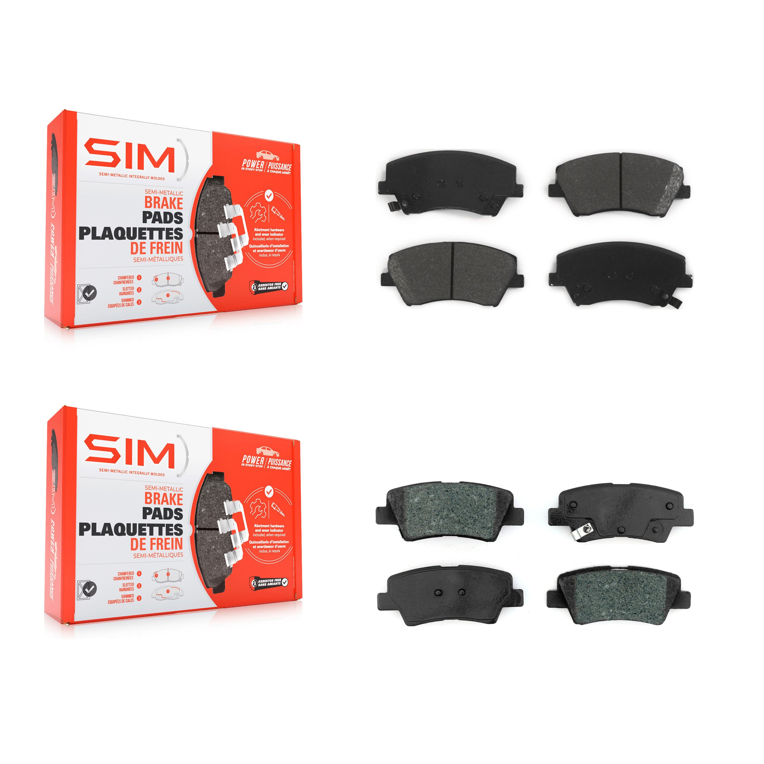 Front Rear Semi-Metallic Brake Pads Kit For Hyundai Elantra Ioniq Kia Niro KSM-100473