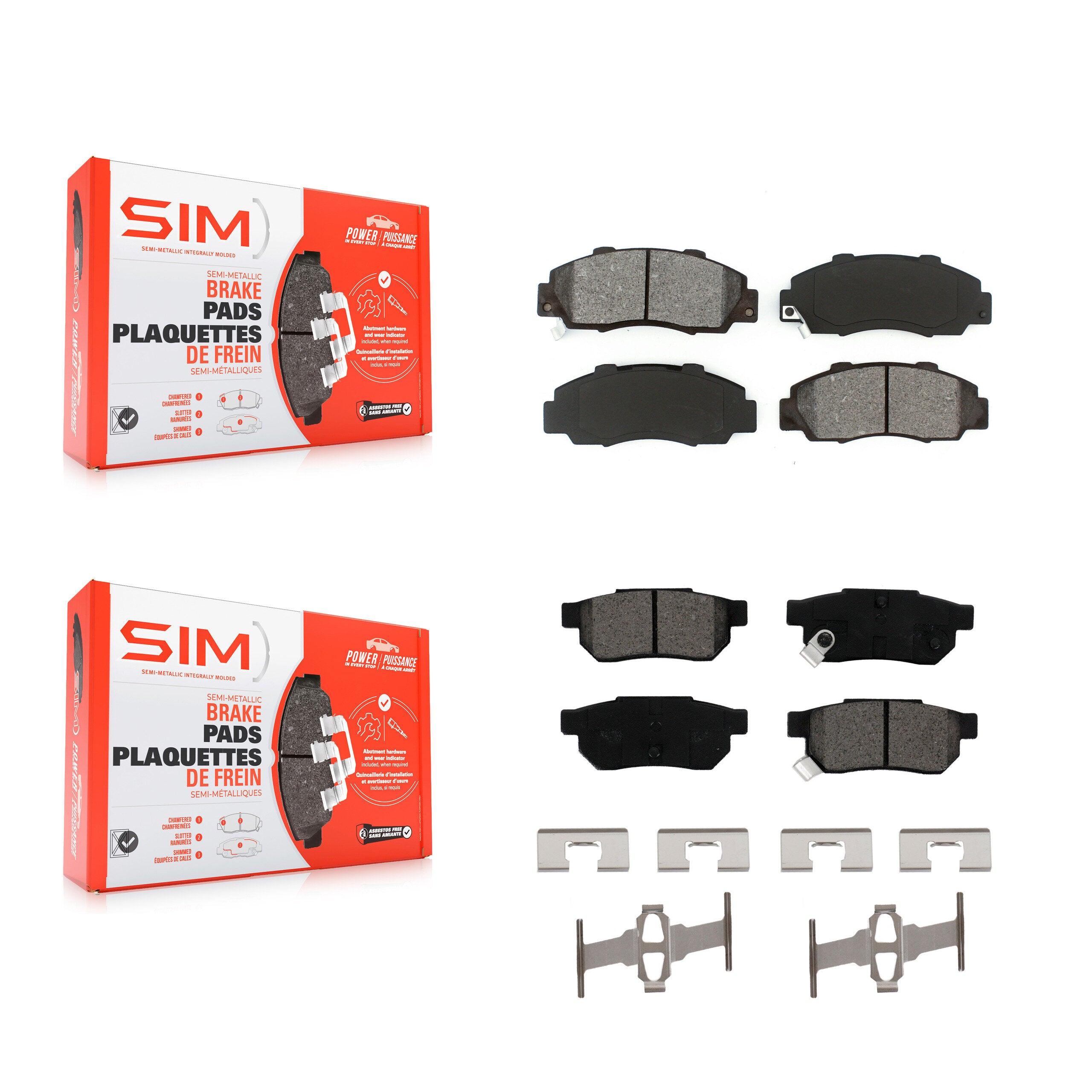 Front Rear Semi-Metallic Brake Pads Kit For 1992-1993 Acura Integra GS-R KSM-100483
