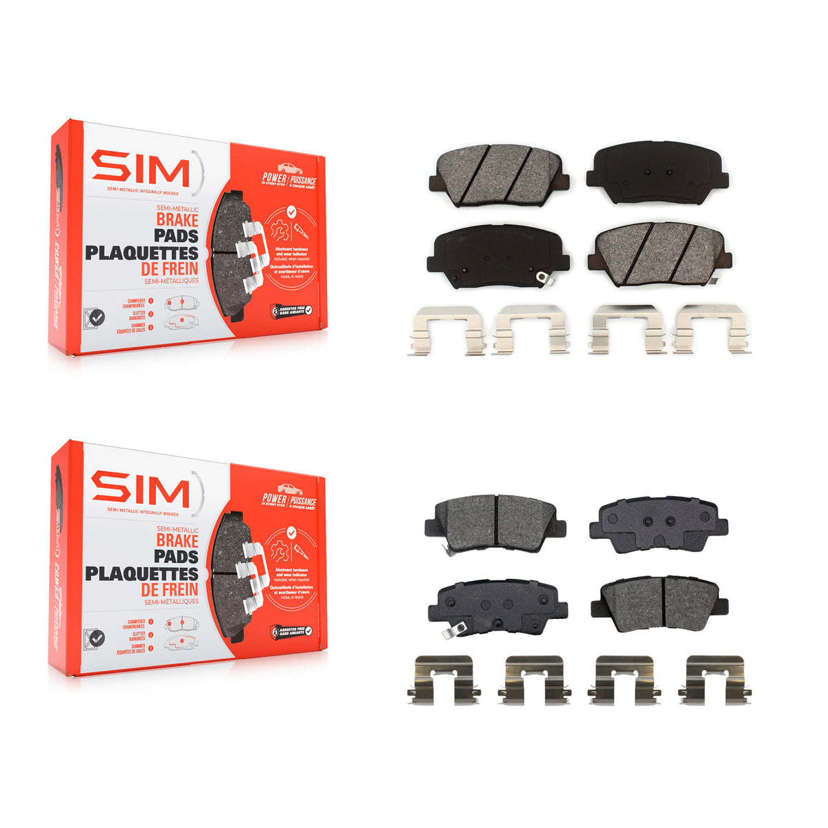 Front Rear Semi-Metallic Brake Pads Kit For 14-17 Kia Rondo With Electric Parking KSM-100505