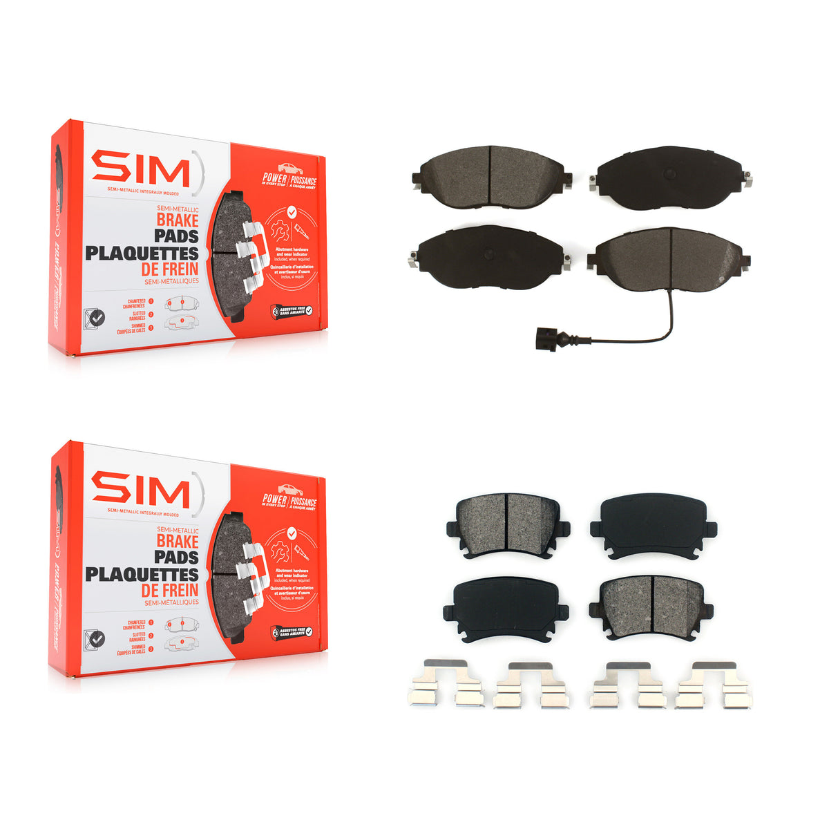 Front Rear Semi-Metallic Brake Pads Kit For Volkswagen GTI CC KSM-100510