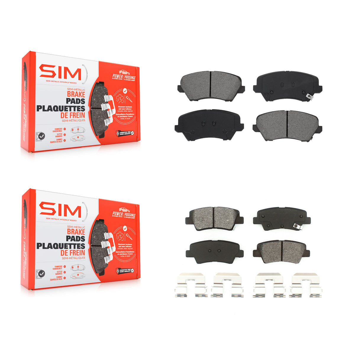 Front Rear Semi-Metallic Brake Pads Kit For Hyundai Elantra GT Kia Forte Koup KSM-100524
