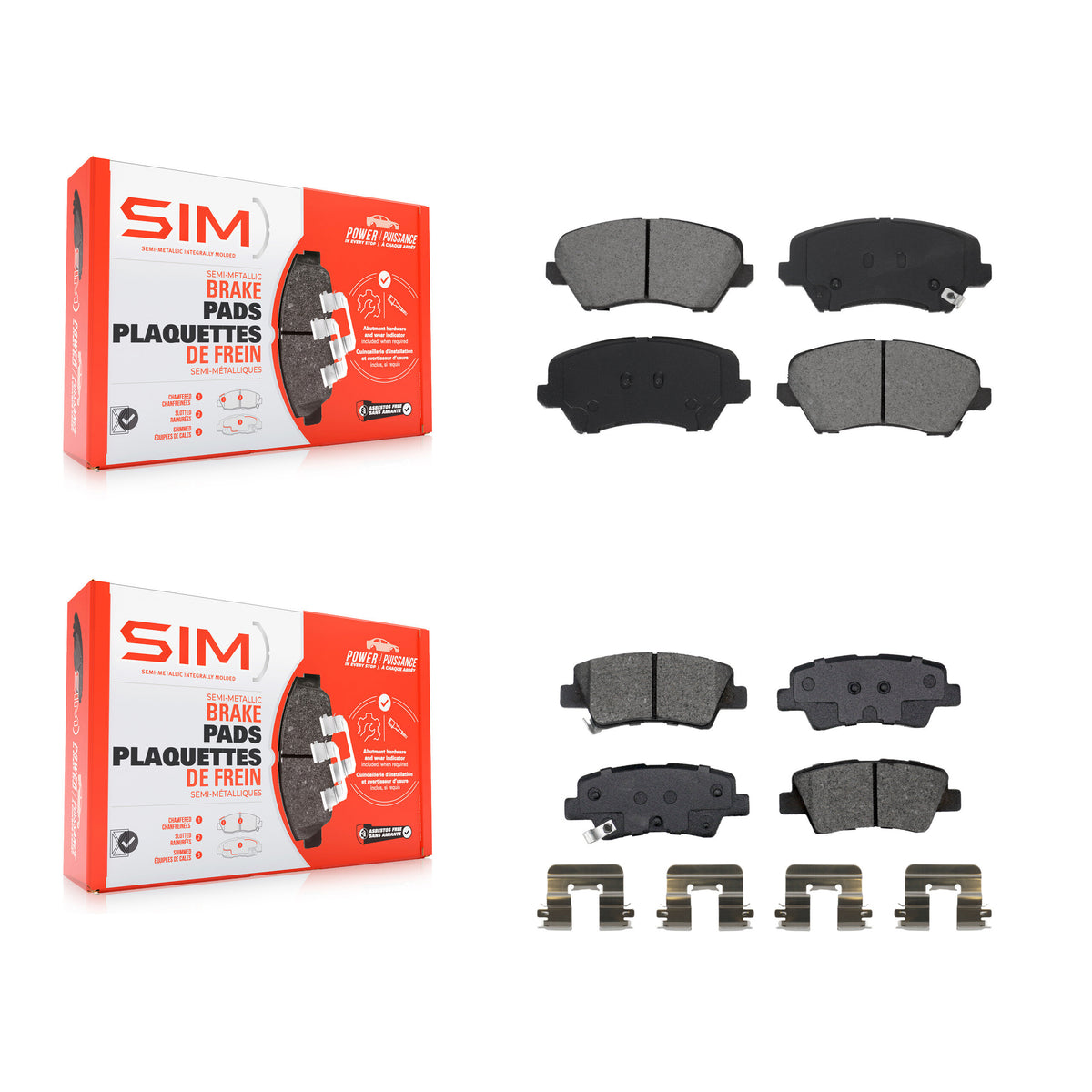 Front Rear Semi-Metallic Brake Pads Kit For Kia Forte Hyundai Veloster Forte5 Elantra GT KSM-100525