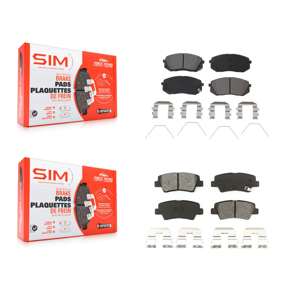 Front Rear Semi-Metallic Brake Pads Kit For 16 Hyundai Sonata With Electric Parking KSM-100527