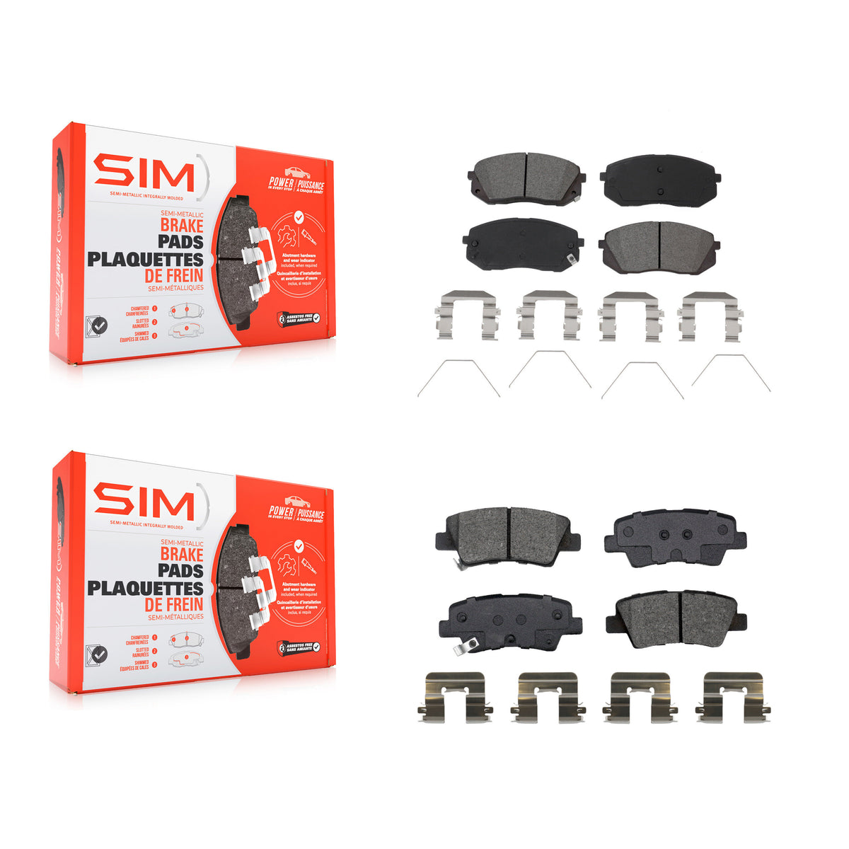 Front Rear Semi-Metallic Brake Pads Kit For Kia Hyundai Forte Kona Elantra GT Optima Soul KSM-100528