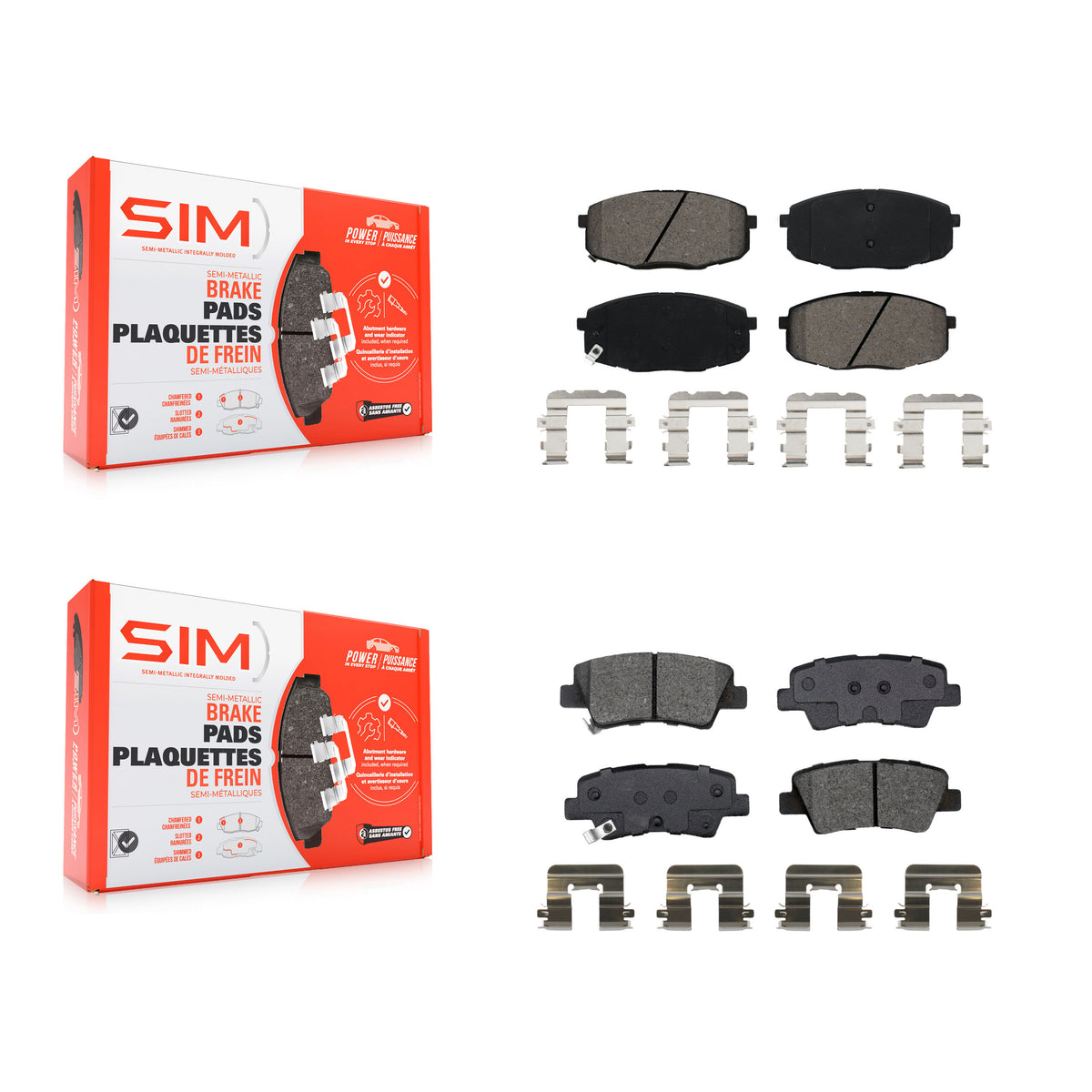 Front Rear Semi-Metallic Brake Pads Kit For Kia Forte Hyundai Kona Soul Elantra GT Forte5 KSM-100536