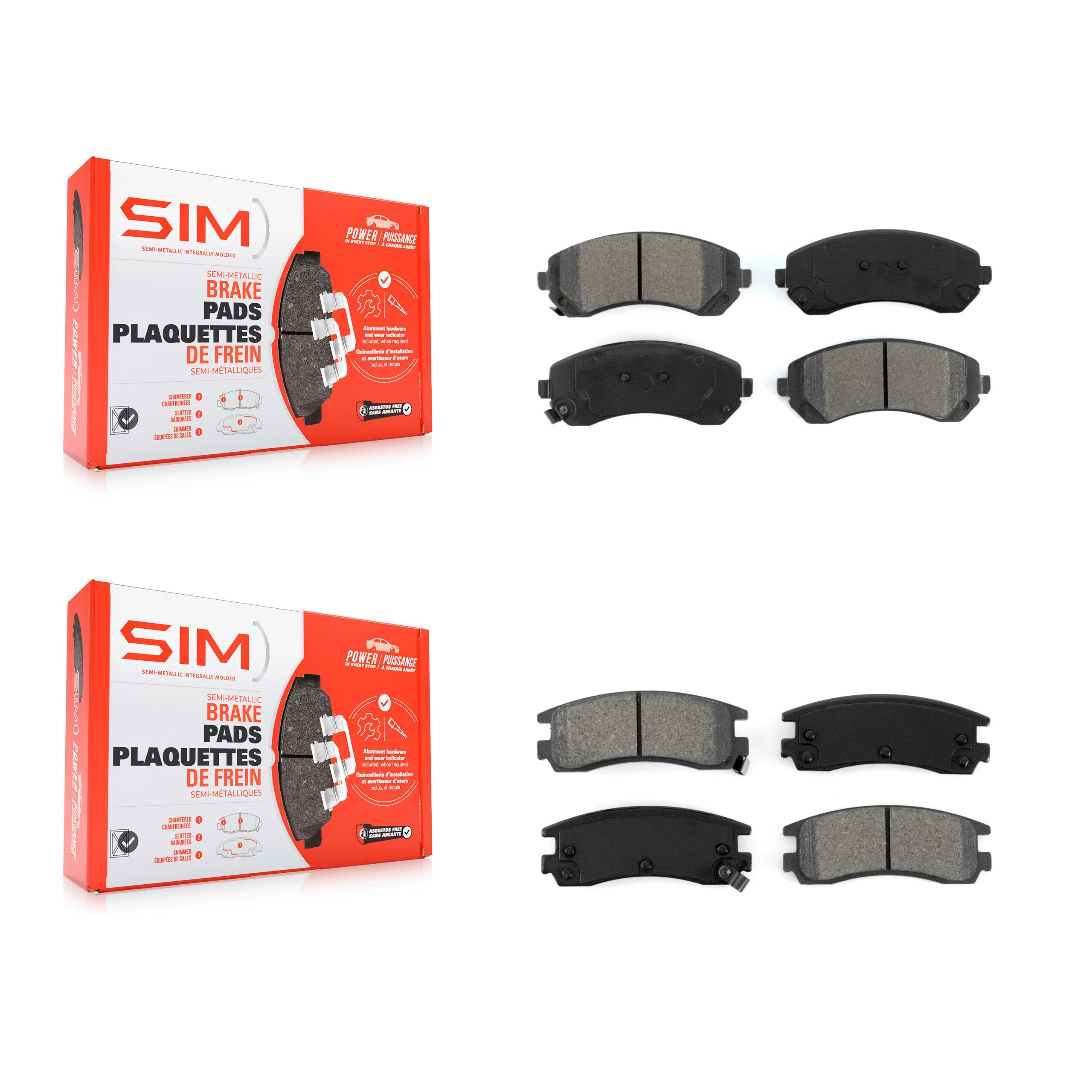 Front Rear Semi-Metallic Brake Pads Kit For Buick Rendezvous Pontiac Montana Chevrolet KSM-100538