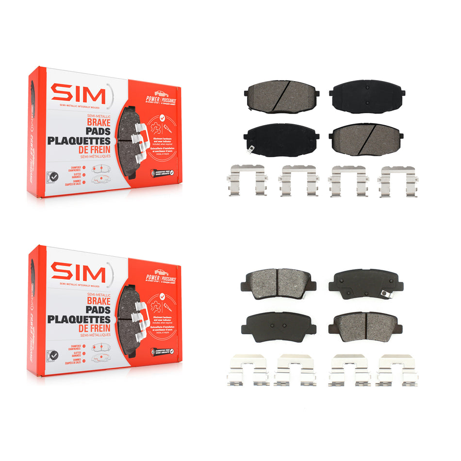 Front Rear Semi-Metallic Brake Pads Kit For 2014-2016 Kia Soul KSM-100551