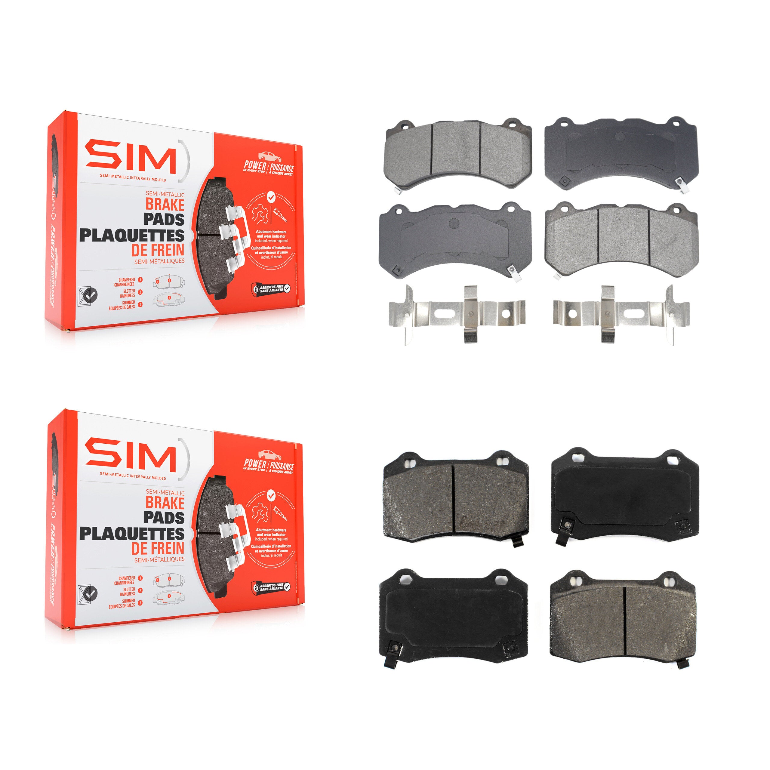 Front Rear Semi-Metallic Brake Pads Kit For Dodge Charger Challenger Chevrolet Camaro CTS KSM-100584
