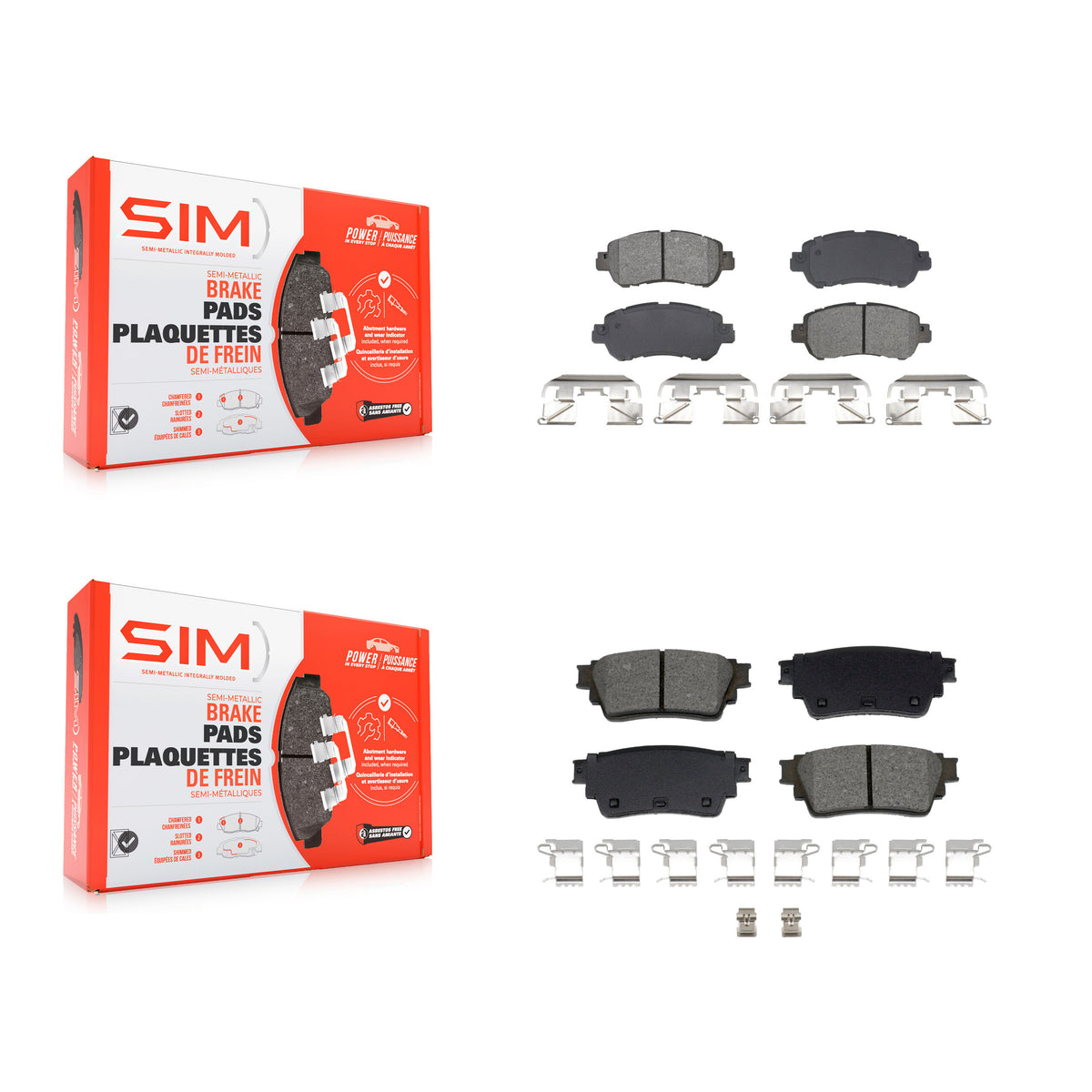 Front Rear Semi-Metallic Brake Pads Kit For 2021-2023 Nissan Kicks Drum rear brakes KSM-100601