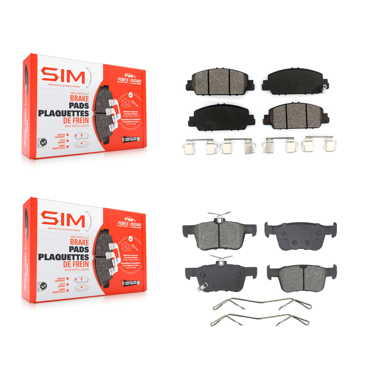 Front Rear Semi-Metallic Brake Pads Kit For Honda Accord KSM-100610