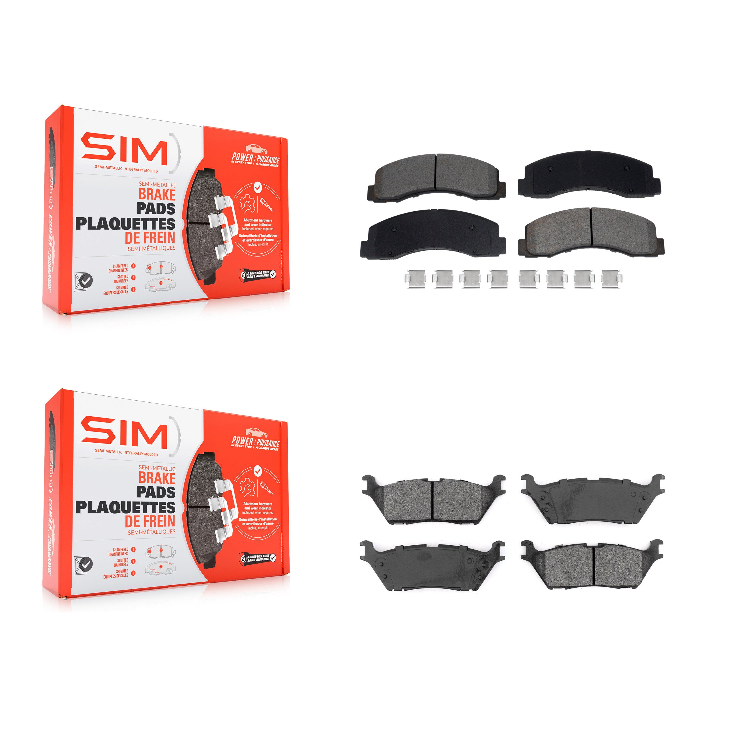 Front Rear Semi-Metallic Brake Pads Kit For Ford F-150 Expedition Lincoln Navigator KSM-100644