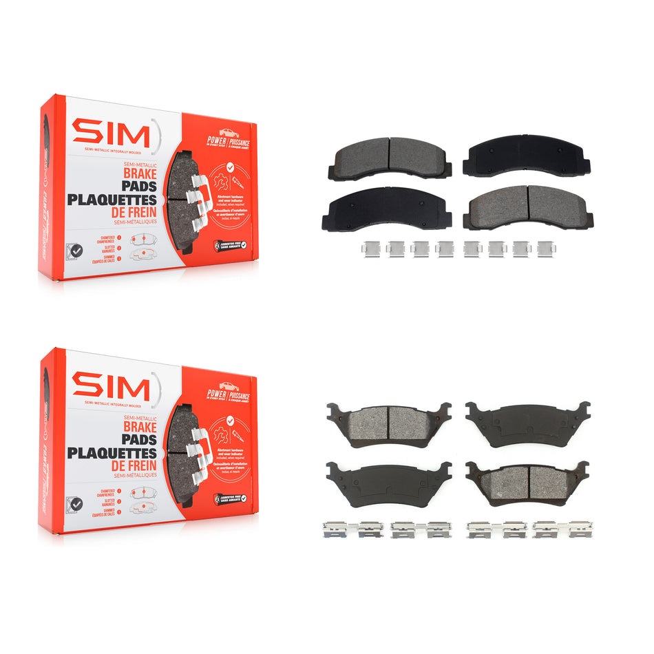 Front Rear Semi-Metallic Brake Pad Kit For 2018-2020 Ford F-150 With Manual Parking KSM-100645