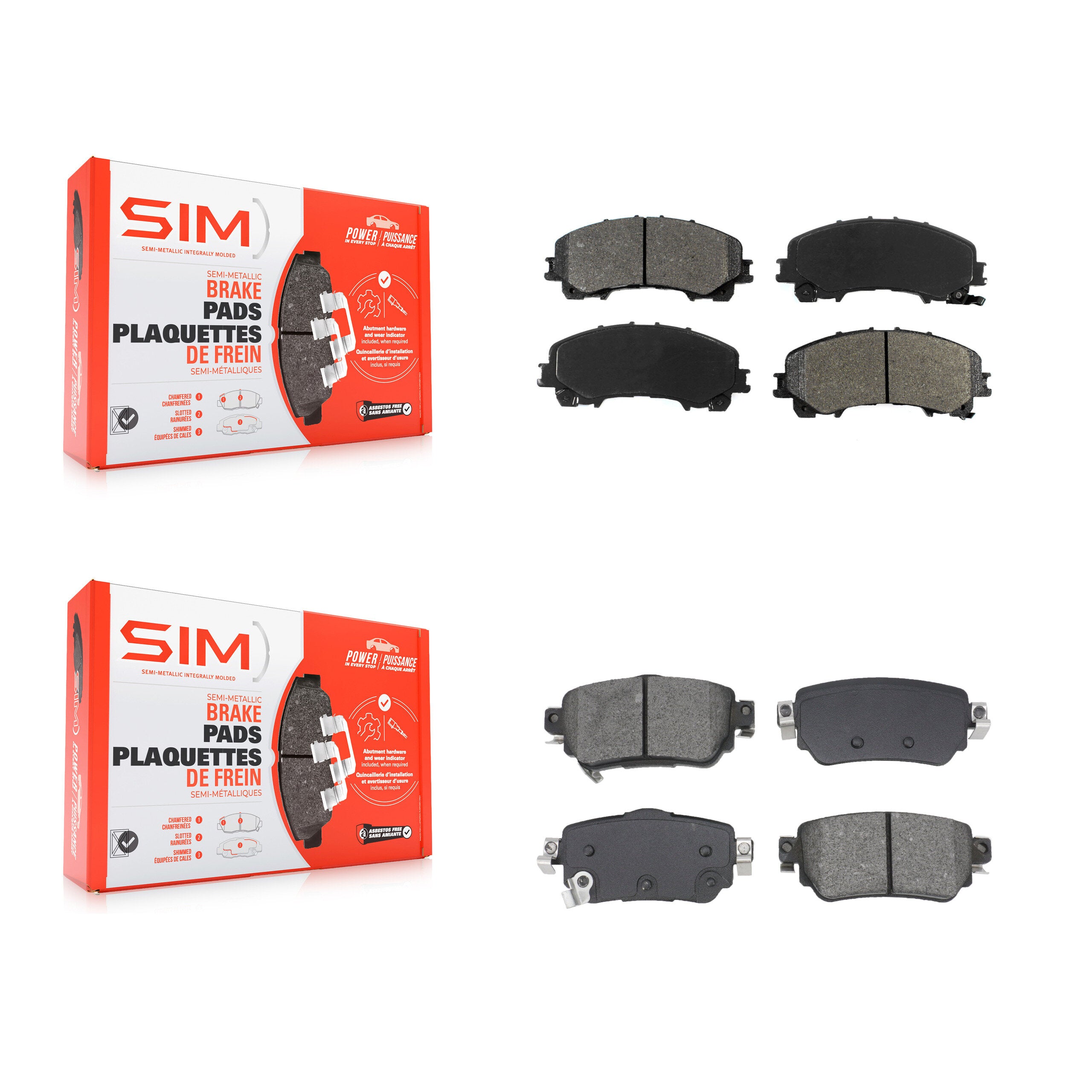 Front Rear Semi-Metallic Brake Pads Kit For Nissan Rogue FULL HYBRID EV-GAS (FHEV) engine KSM-100647