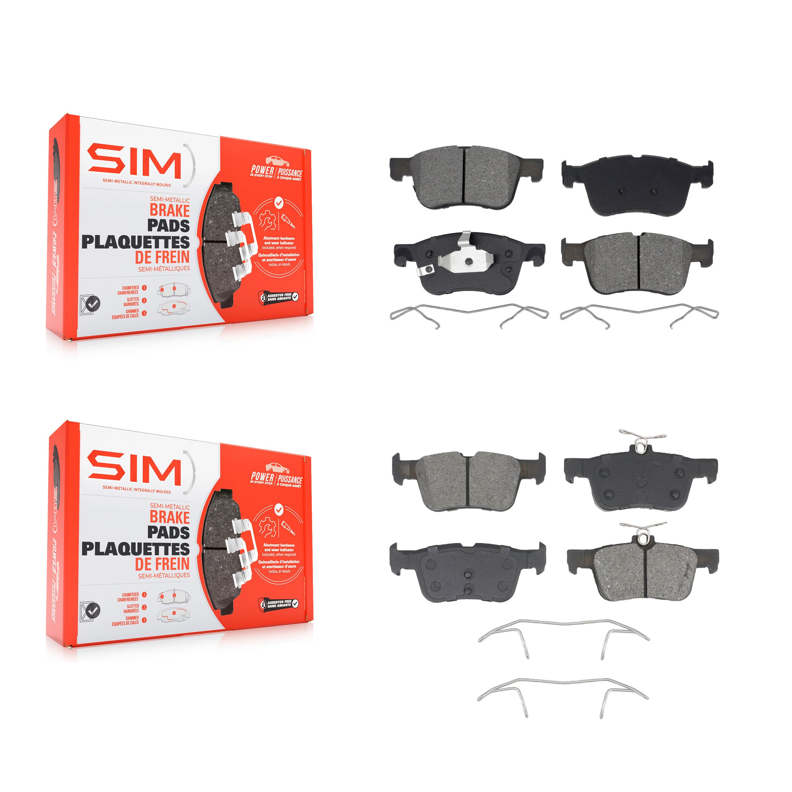 Front Rear Semi-Metallic Brake Pads Kit For Ford Escape Bronco Sport Maverick Lincoln KSM-100668