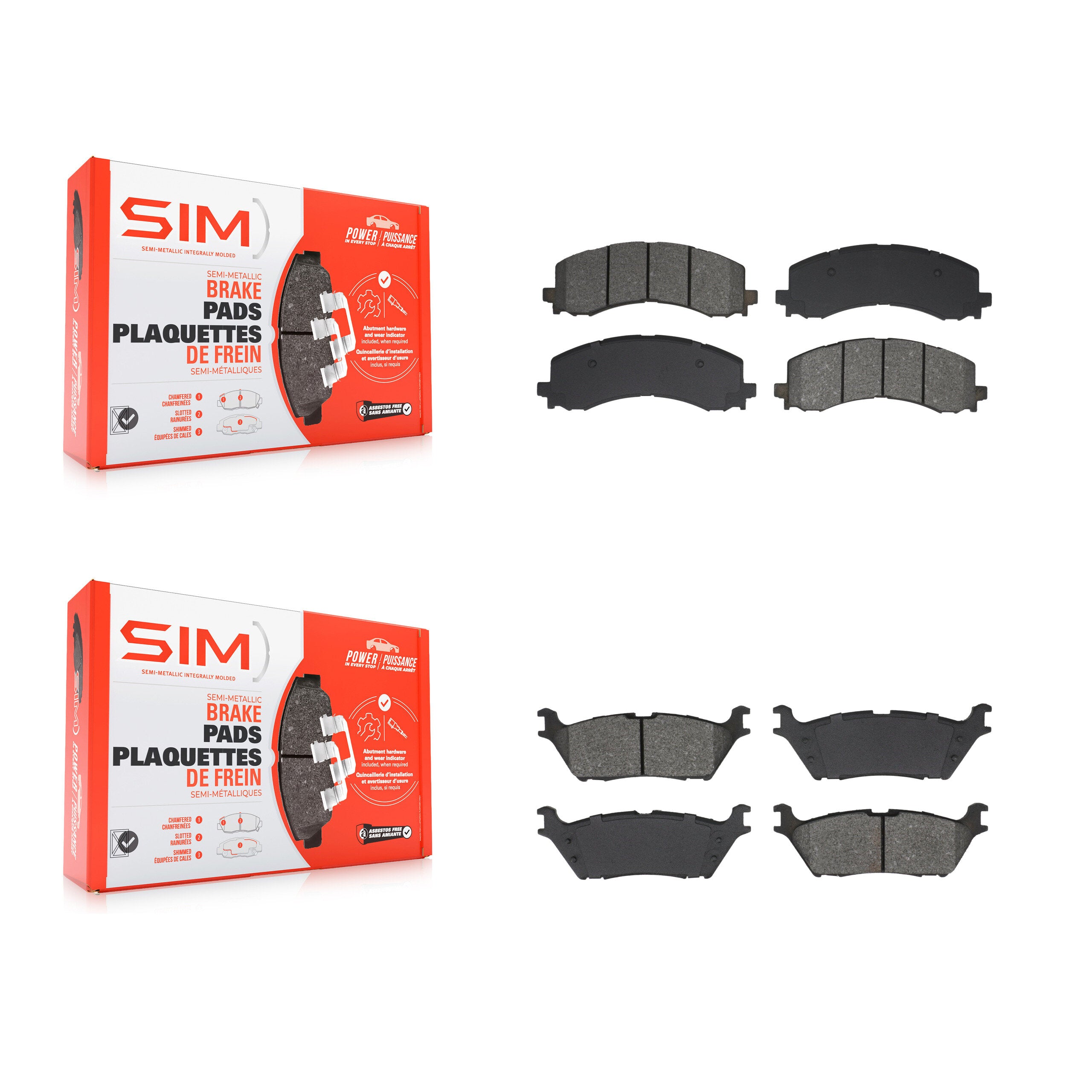 Front Rear Semi-Metallic Brake Pad Kit For Ford F-150 Lightning Bronco Expedition Lincoln KSM-100671