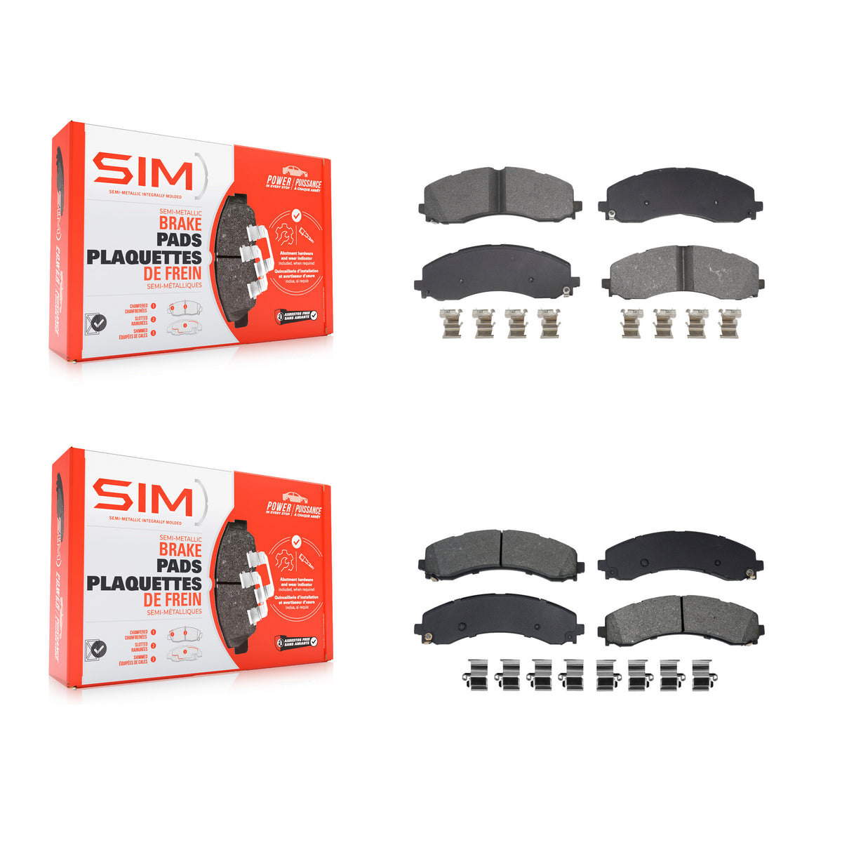 Front Rear Semi-Metallic Brake Pads Kit For 2019-2022 Ram 3500 With Dual Wheels KSM-100685