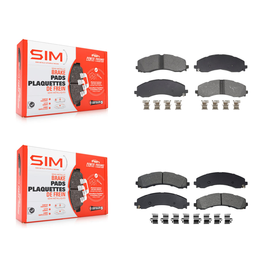 Front Rear Semi-Metallic Brake Pads Kit For 2019-2022 Ram 3500 With Dual Wheels KSM-100685